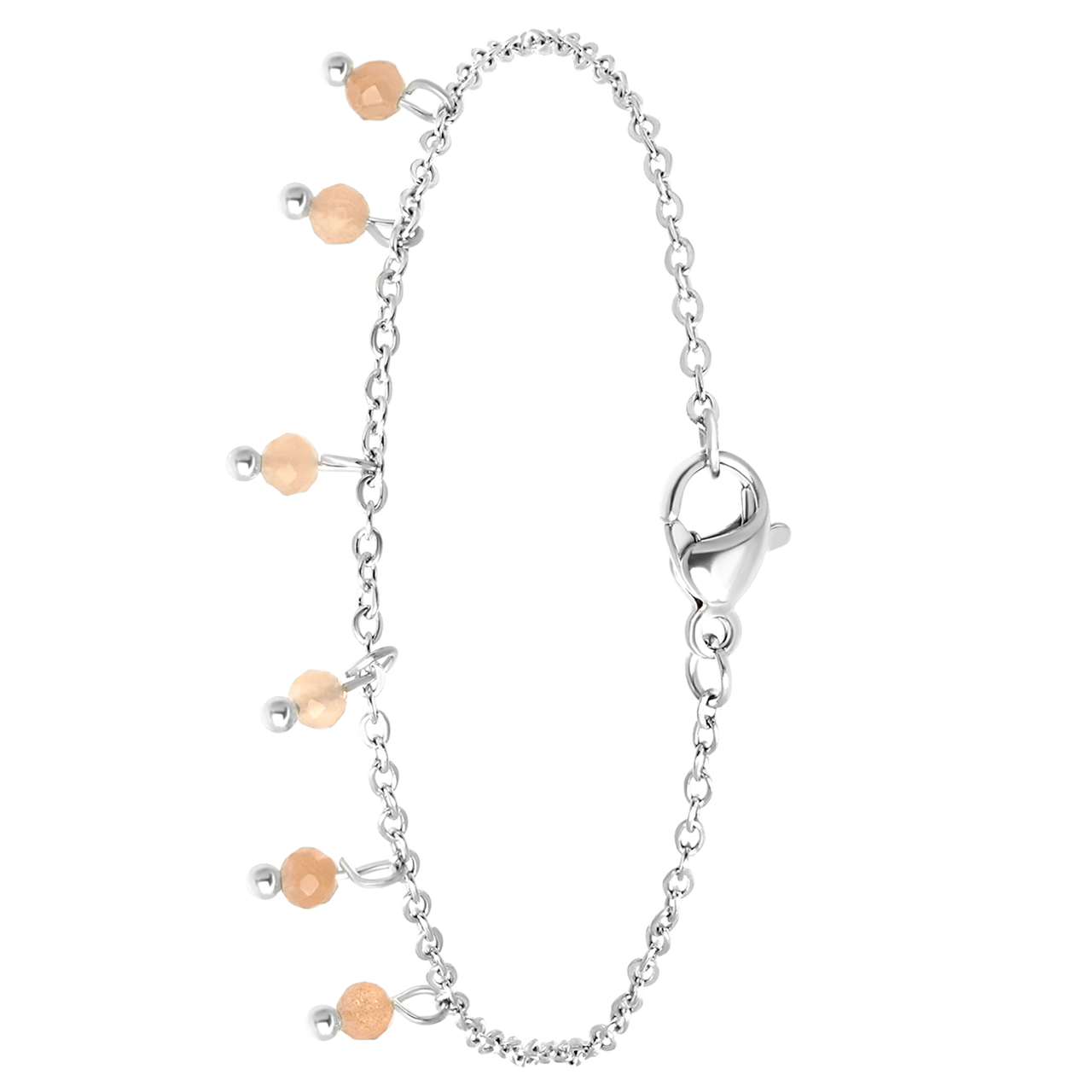 Stainless steel armband met roze aventurijn