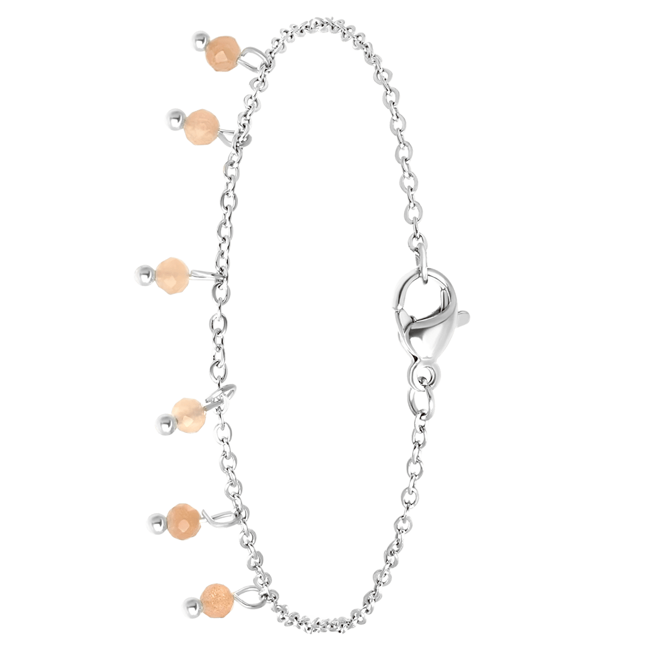 Stalen armband met roze aventurijn