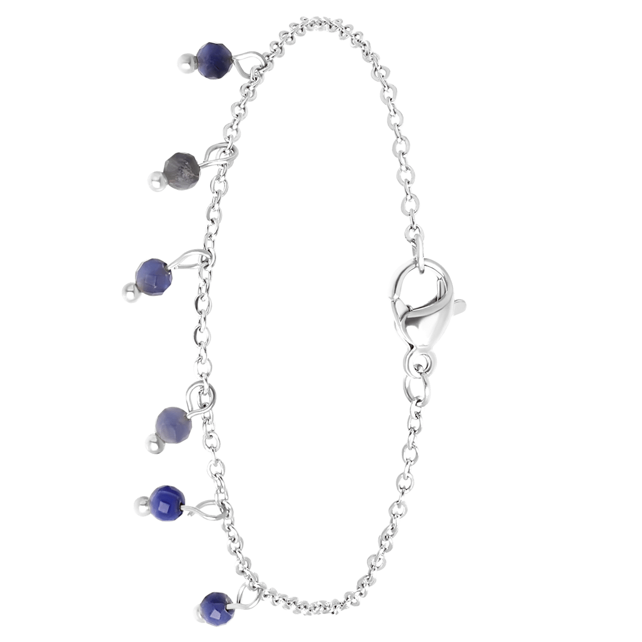 Stalen armband met blauwadersteen