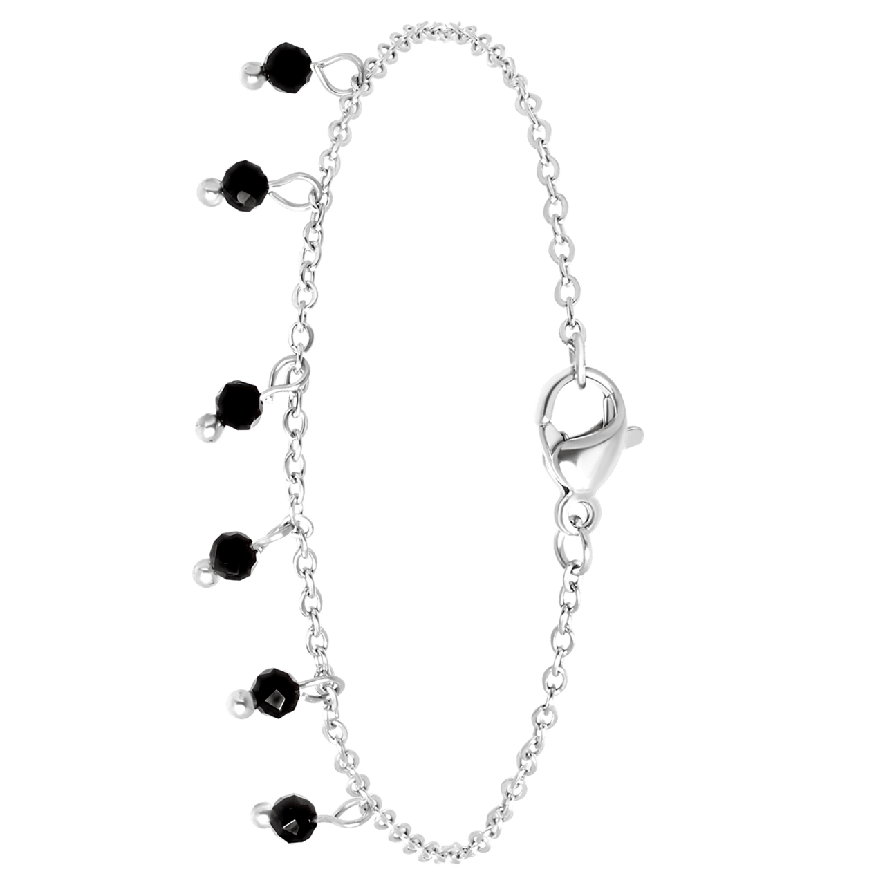 Stainless steel armband met zwarte agaat