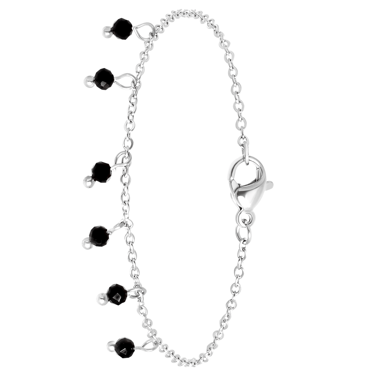 Stalen armband met zwarte agaat