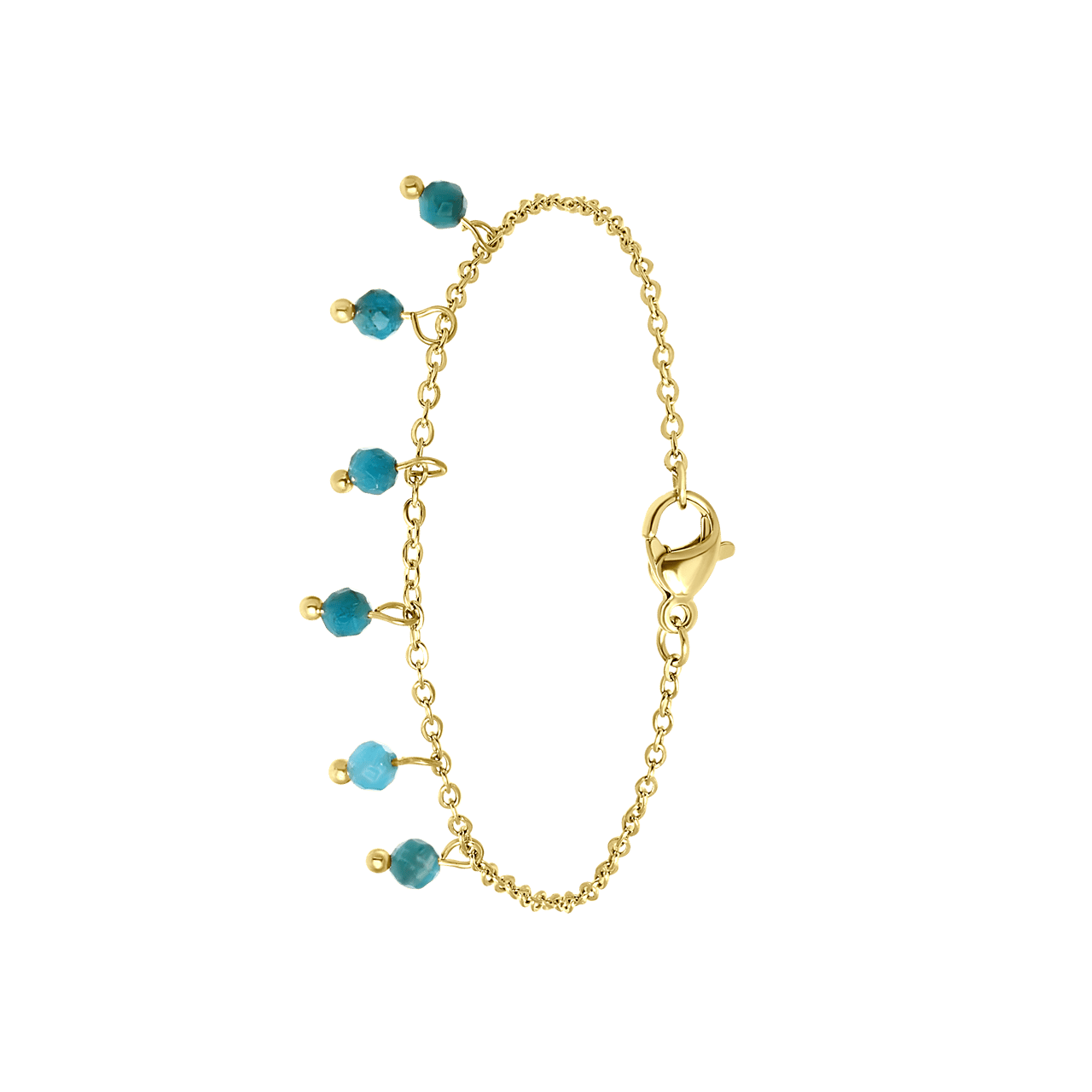 Stalen goldplated armband met blauwe apatiet