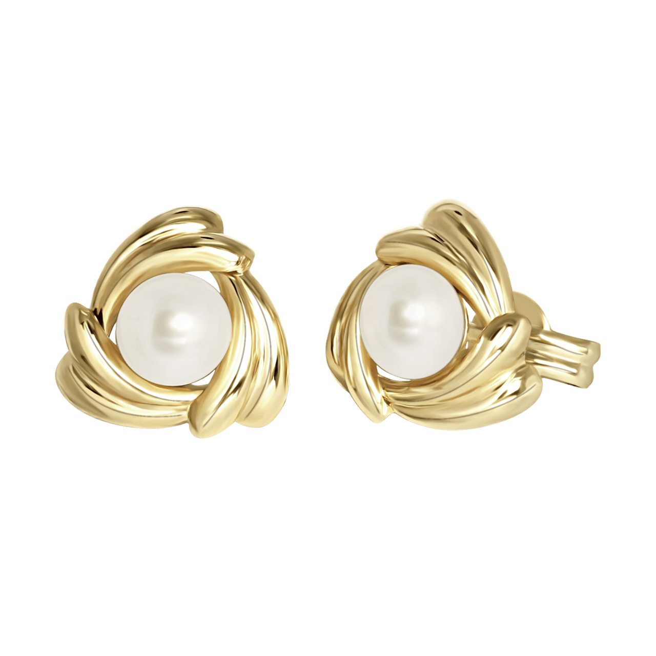 14 karaat gouden oorknoppen swirl parel voor dames