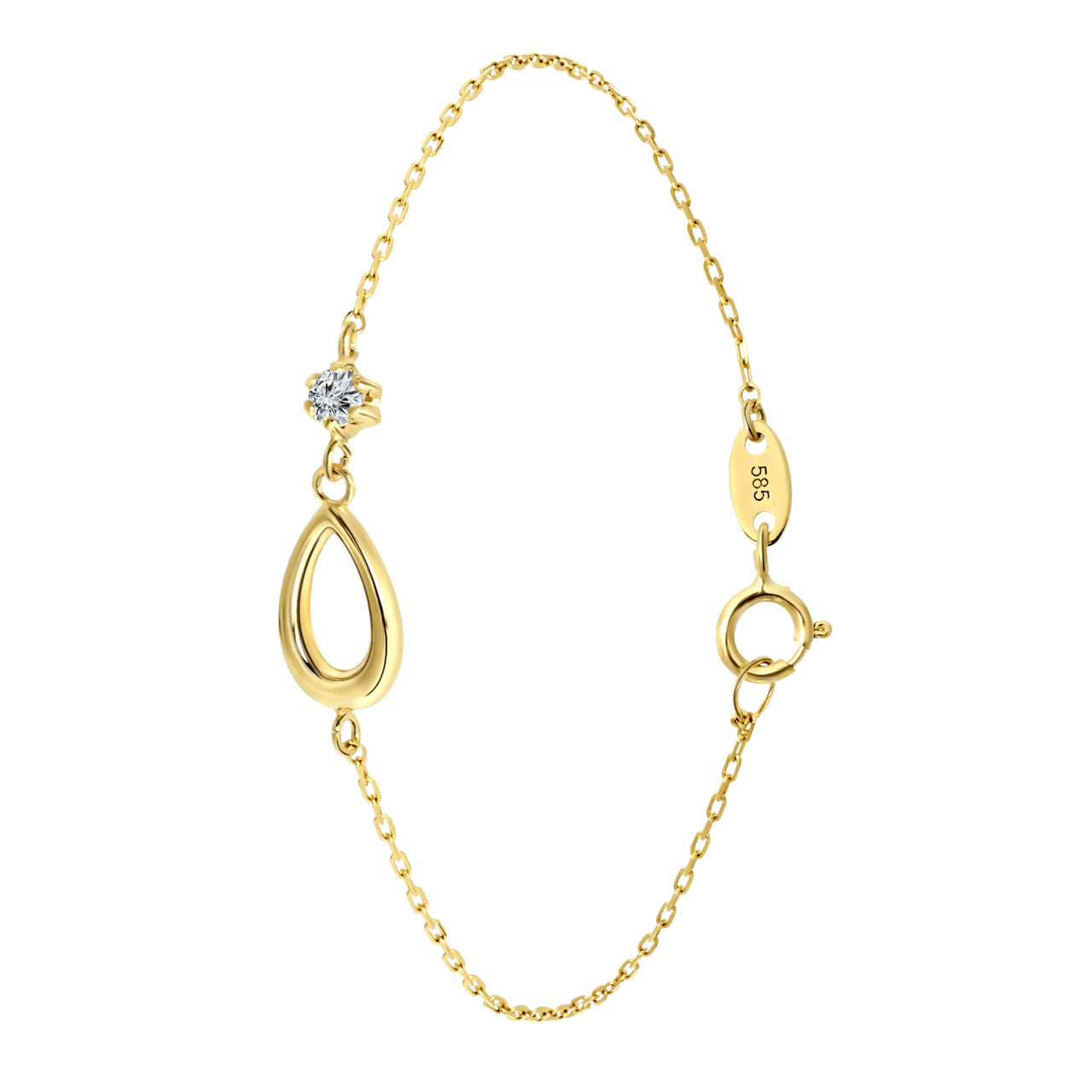 Armband, 585 Gold, mit Tropfen und Zirkonia