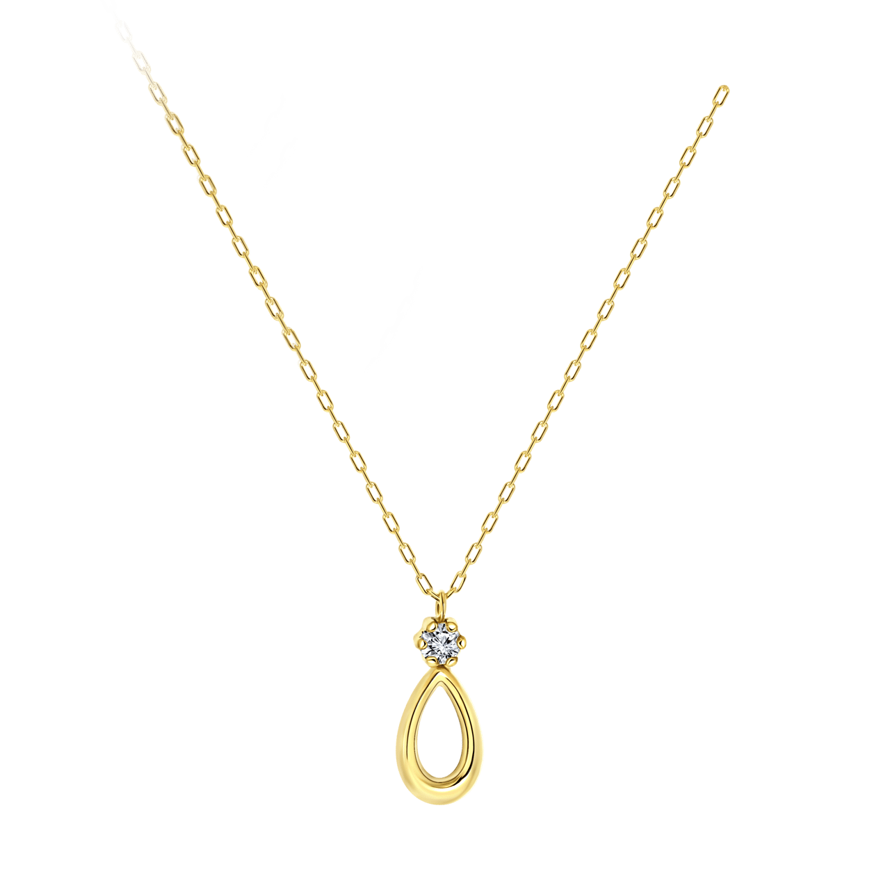 Halskette, 585 Gold, Anhänger, Tropfen, Zirkonia