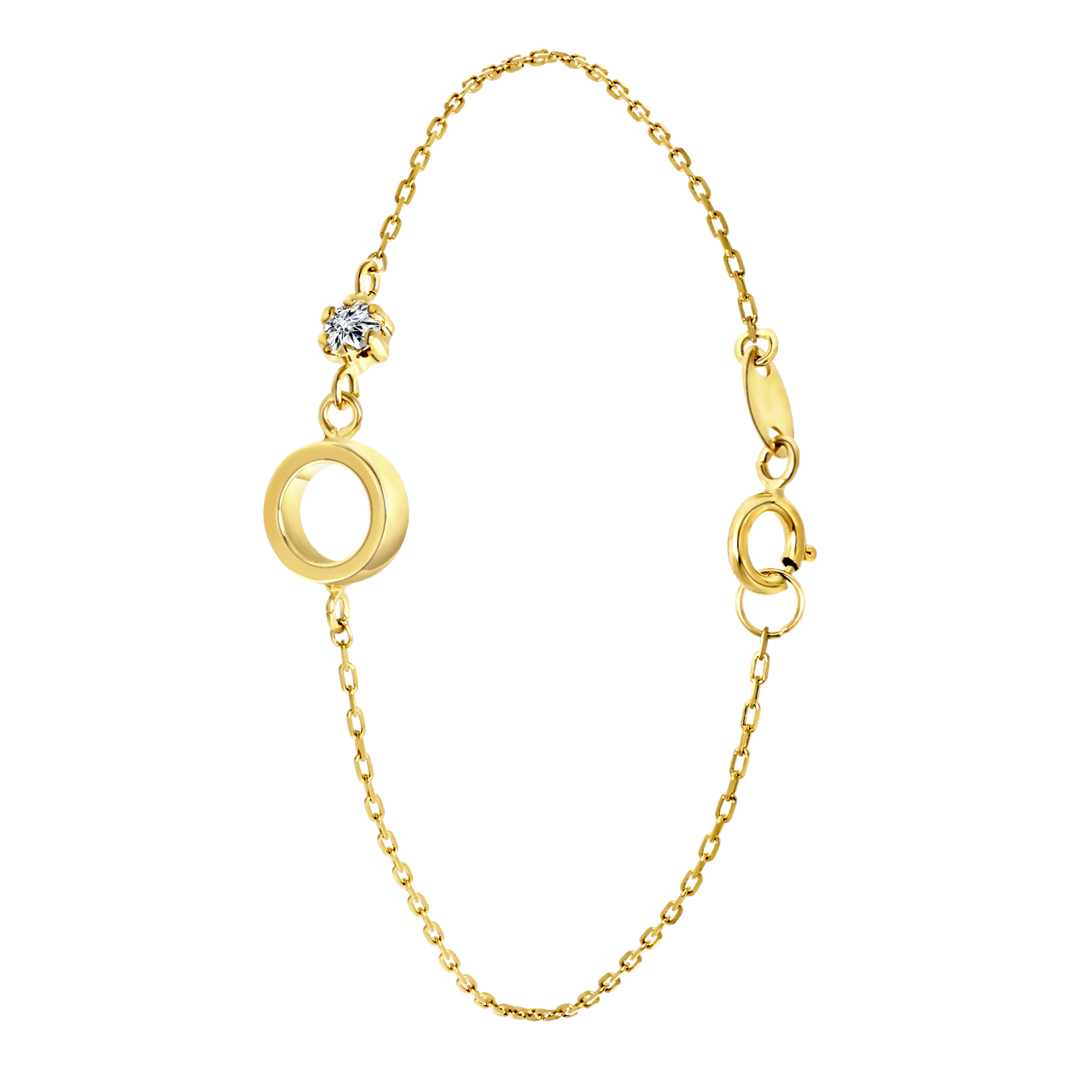 14 Karaat gouden armband rond en zirkonia