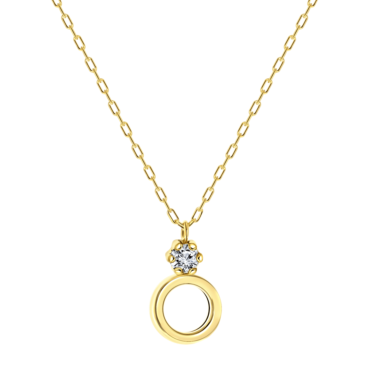 14 Karaat gouden ketting met hanger rond zirkonia