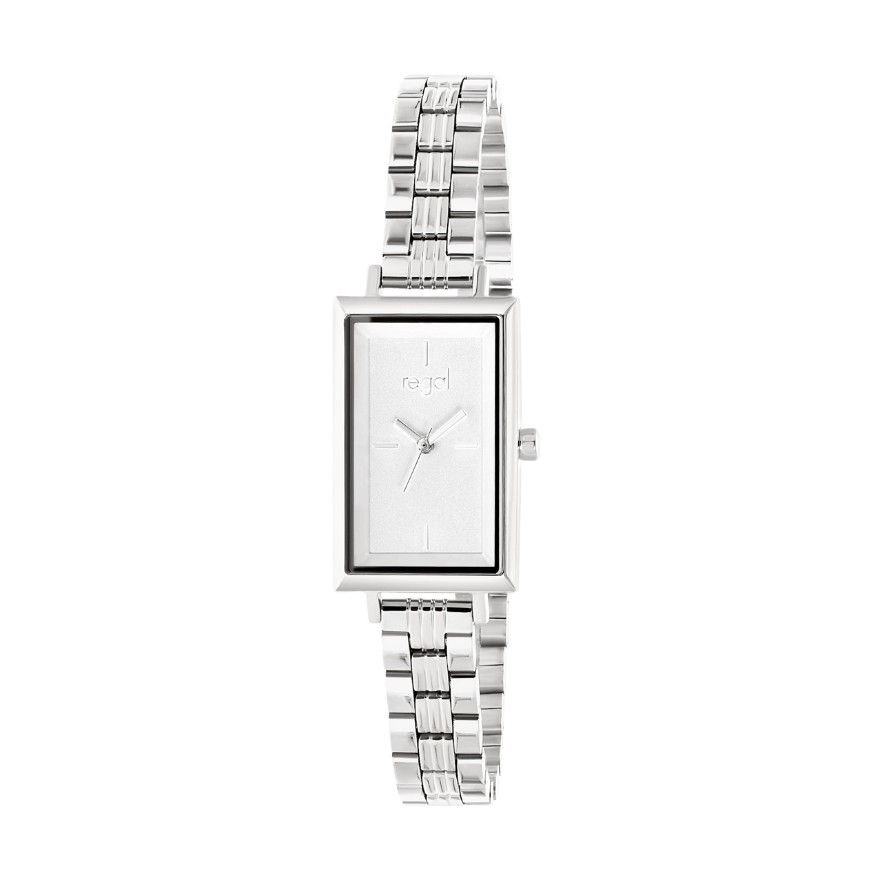 Regal horloge met een stalen kast en band