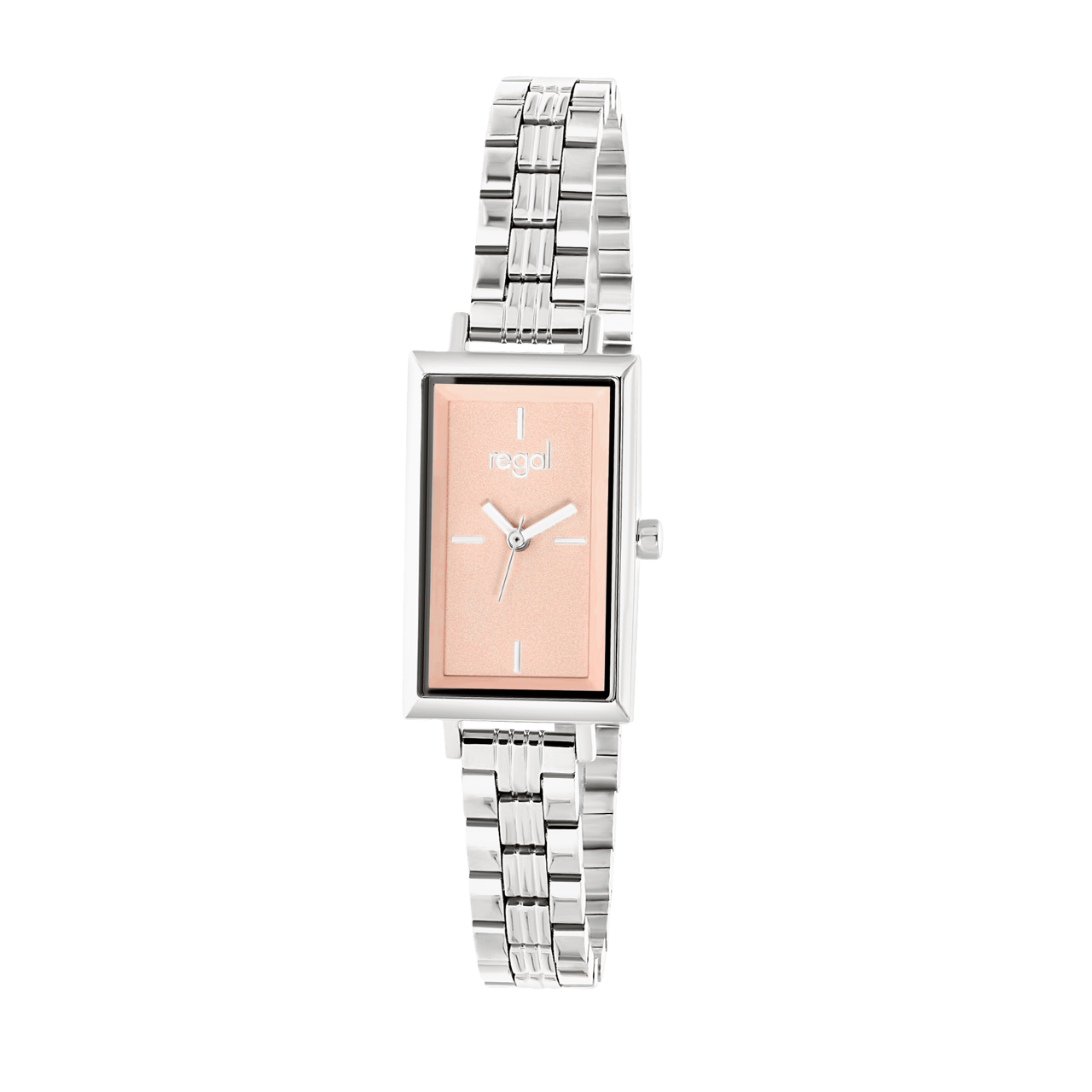 Regal horloge met een stalen kast en band
