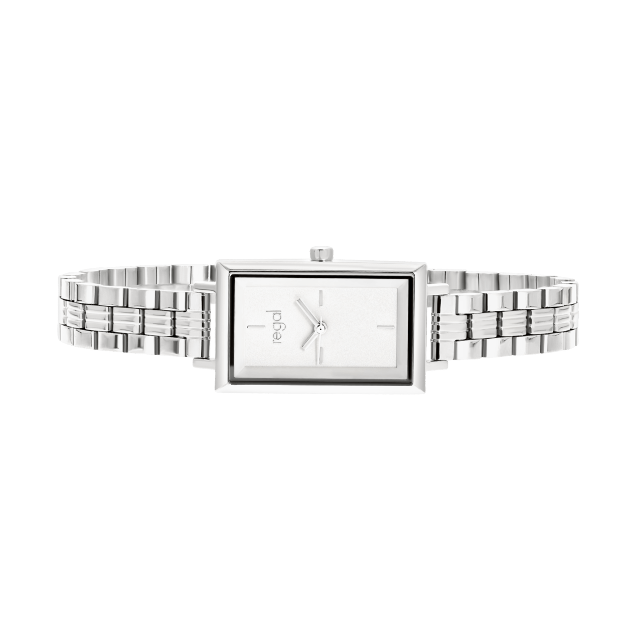 Regal horloge met een stalen kast en band