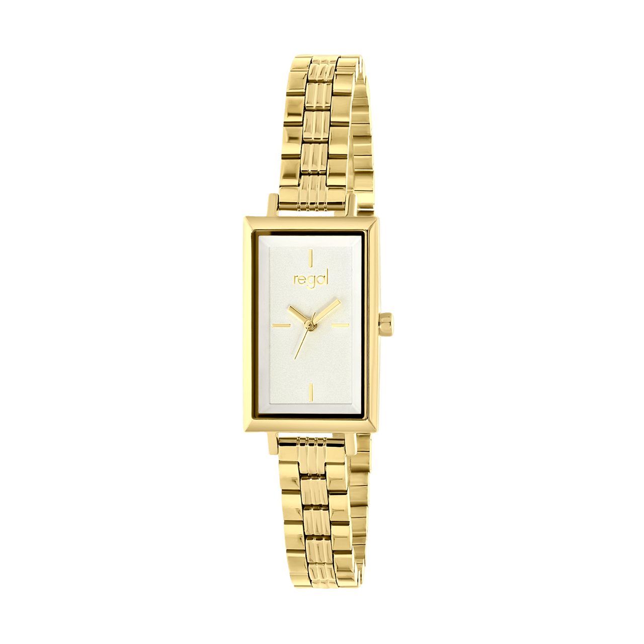 Regal horloge met een stalen kast en band