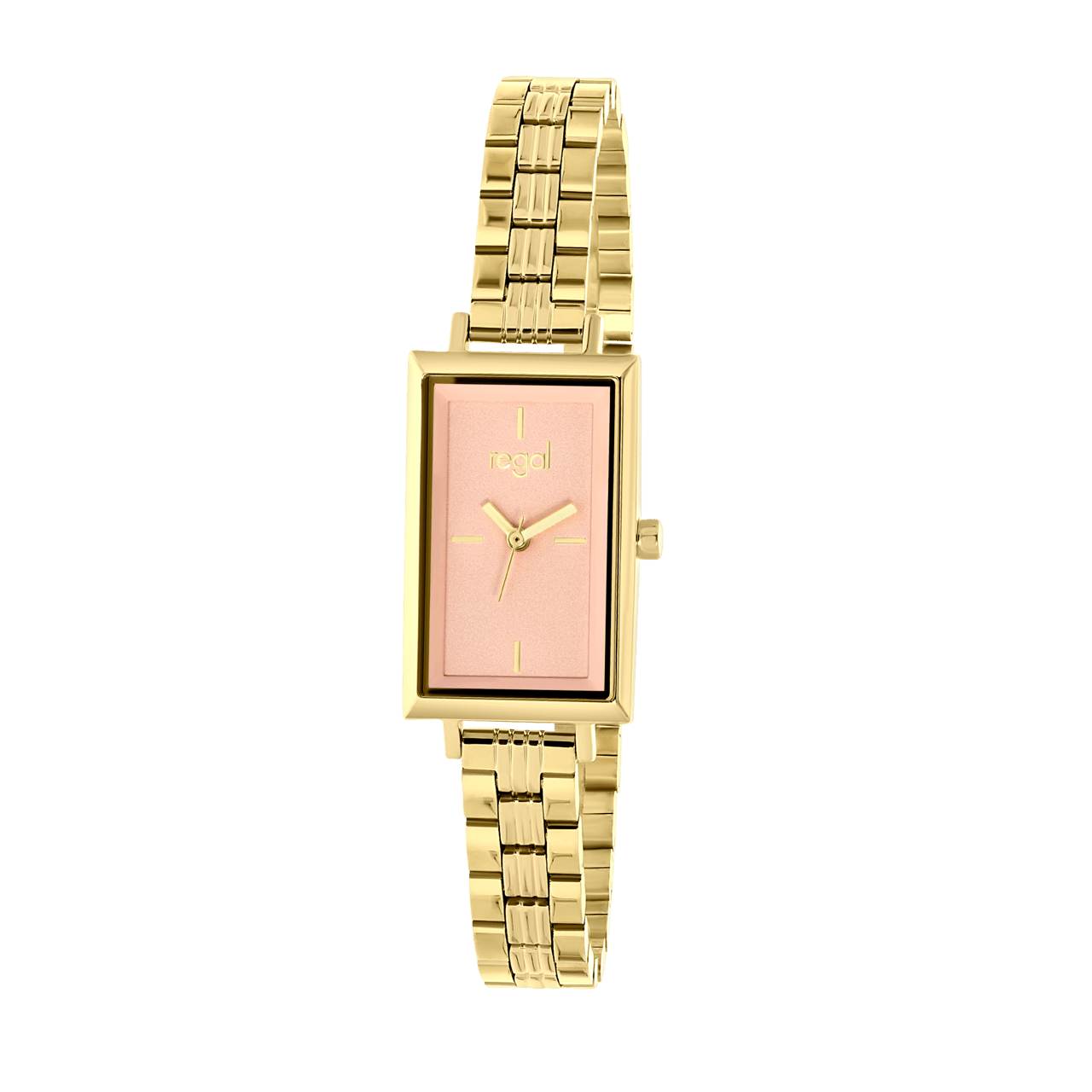 Regal horloge met een stalen kast en band
