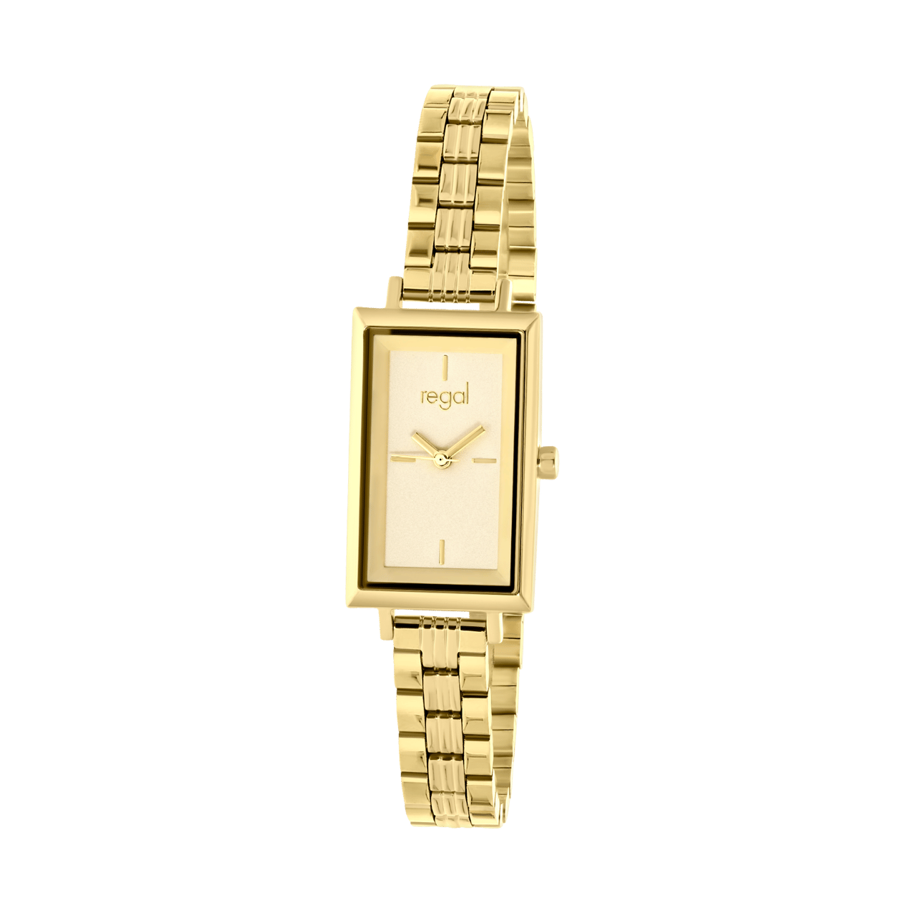 Regal horloge met een stalen kast en band