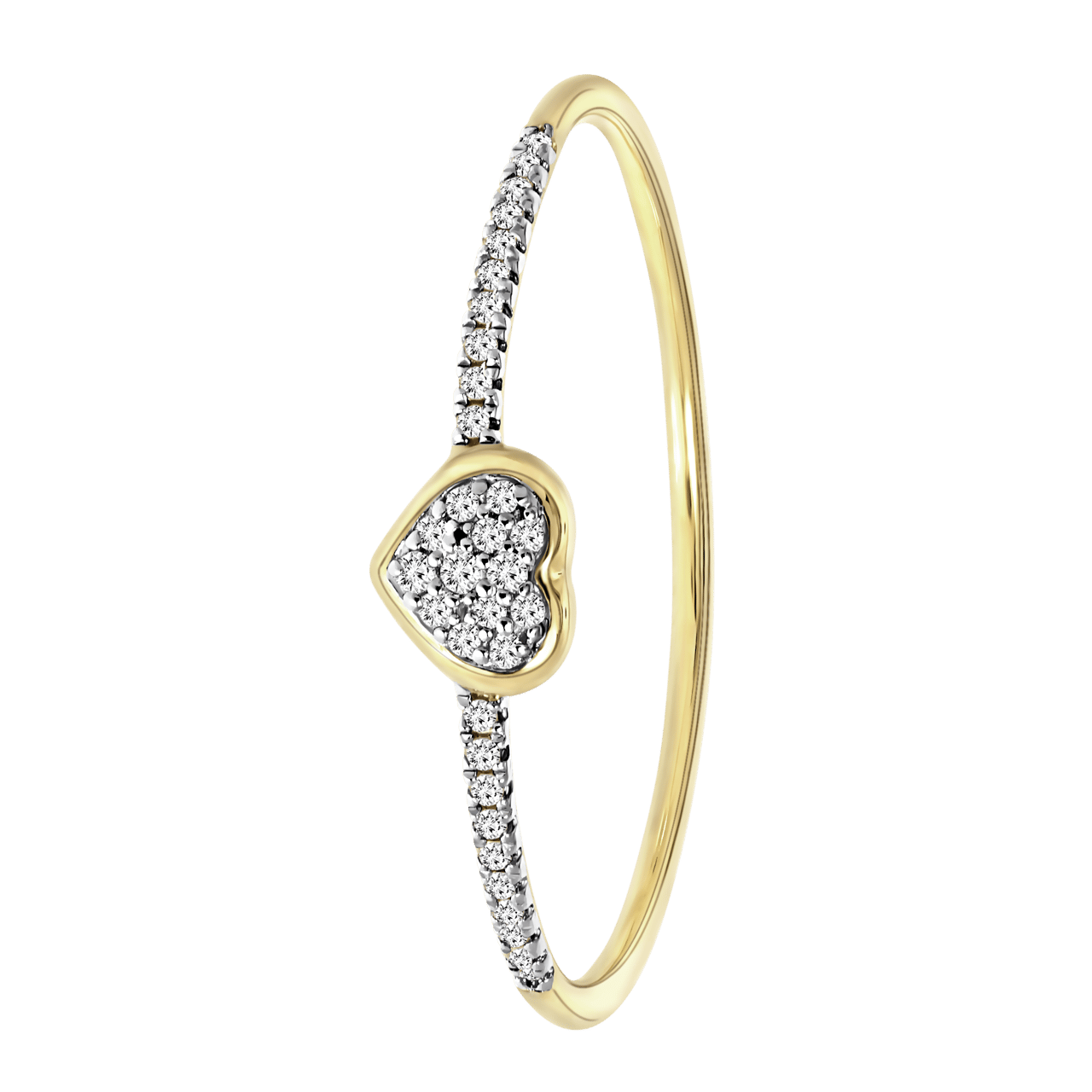 14 karaat geelgouden ring met 33 diamanten 0,05ct hart.