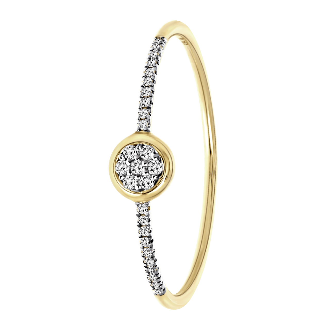 14K geelgouden ring met 27 diamanten 0,05ct rond