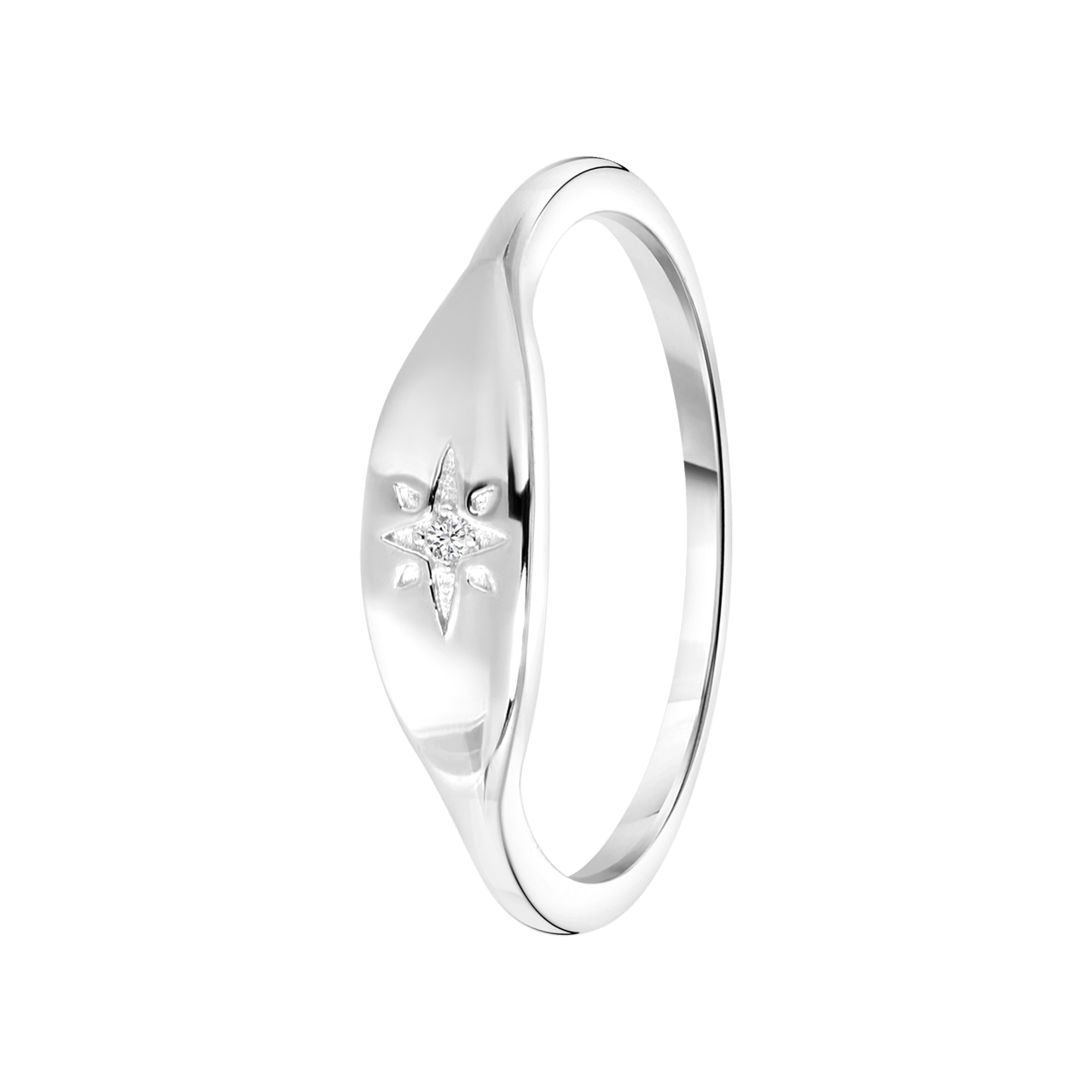 Zilveren ring kompas zirkonia
