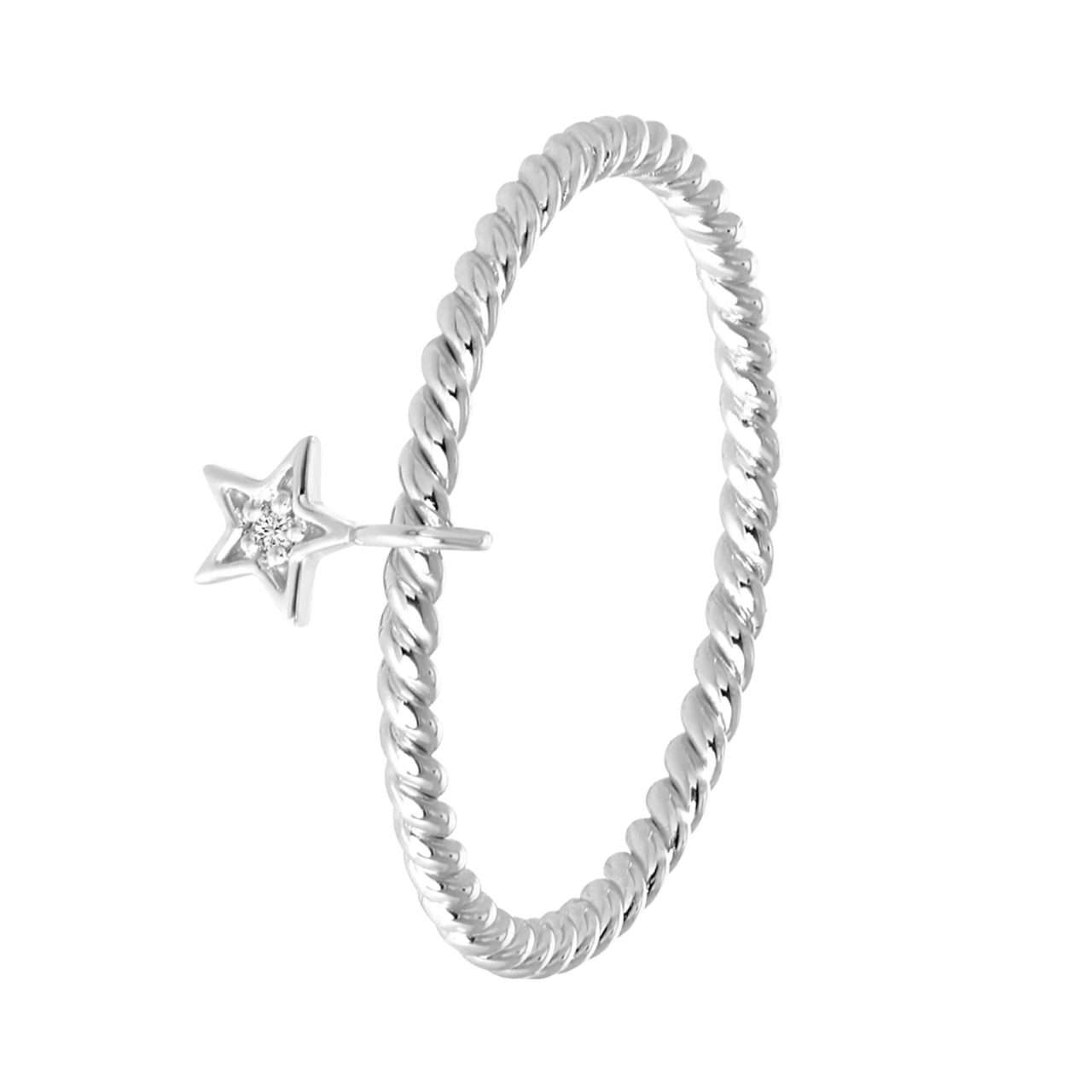 Zilveren ring bedeltje met ster zirkonia