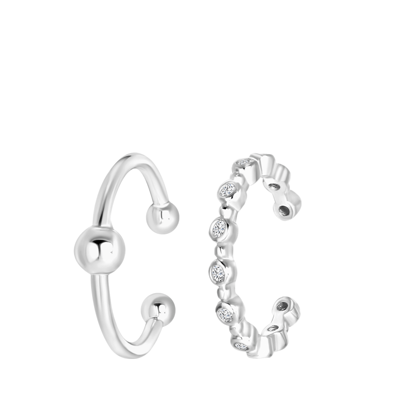 Ohrklemmen im 2er-Set, 925 Silber, mit Zirkonia