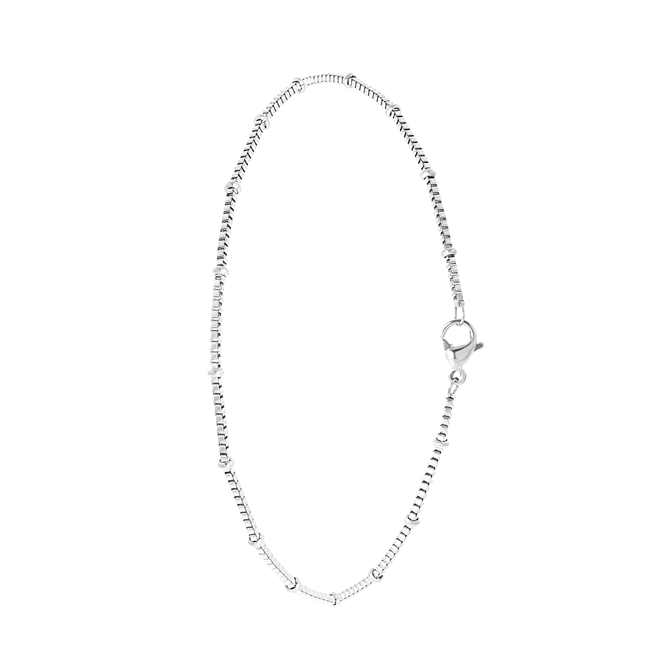 Gerecycleerd stainless steel enkelband met fantasie schakel