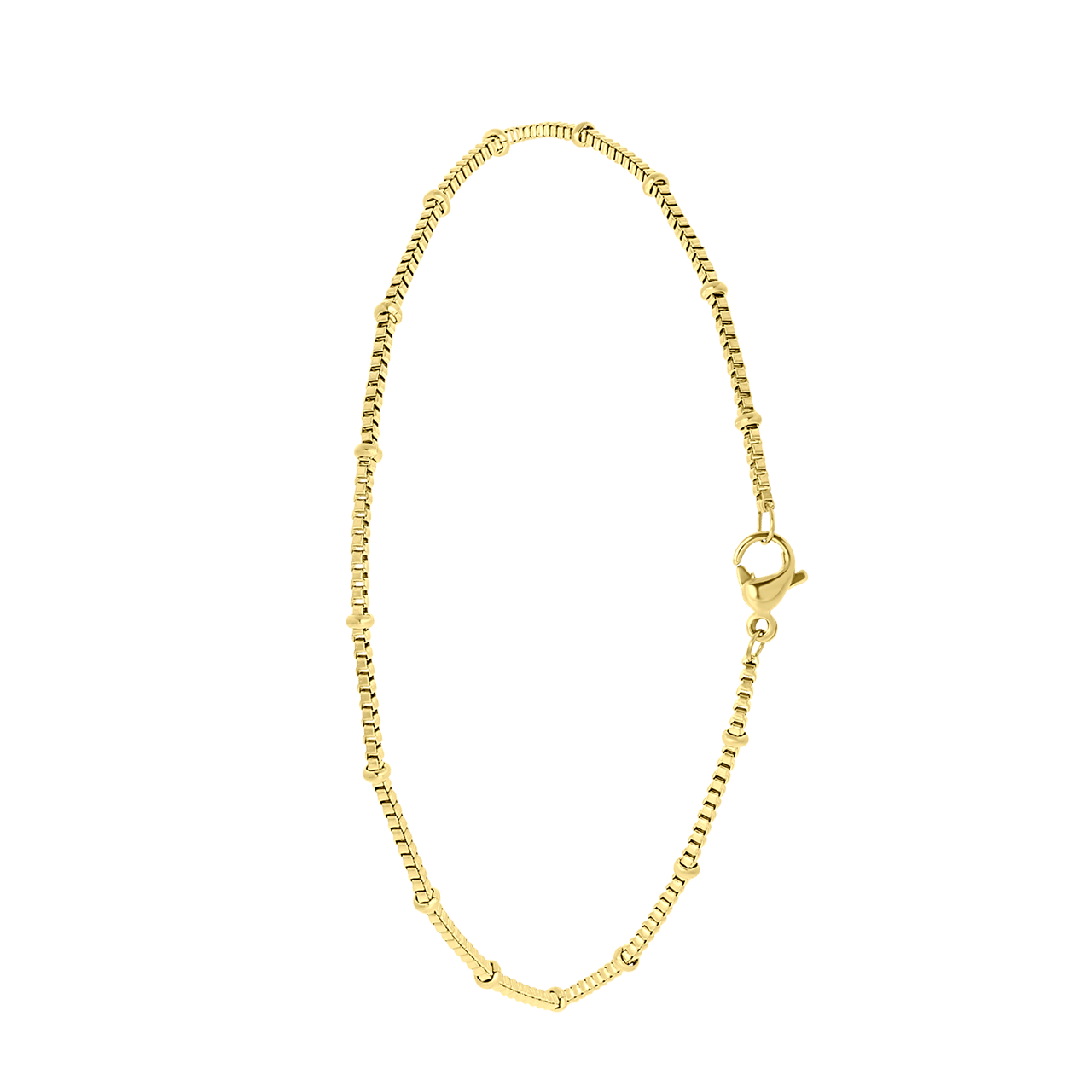 Gerecycleerd stainless steel goldplated armband met fantasie schakel