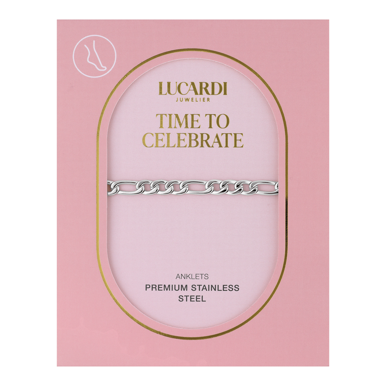 Gerecycled stainless steel enkelband met figaro schakel