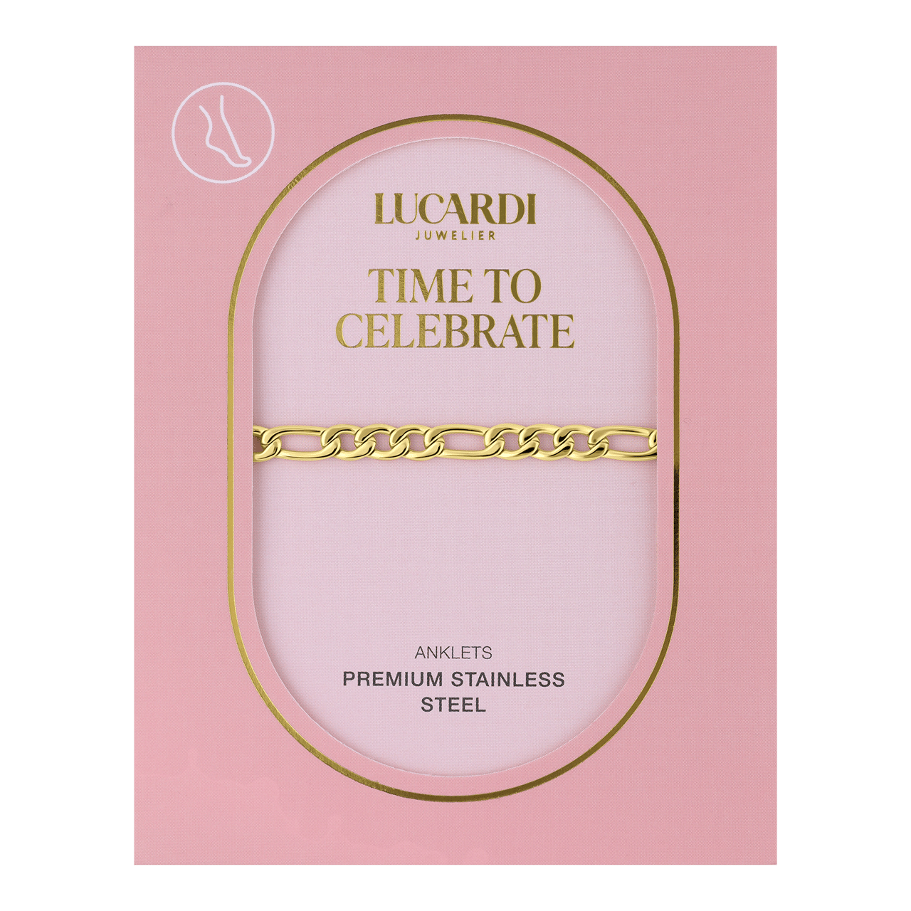 Gerecycleerd stainless steel goldplated enkelbandje figaro schakel