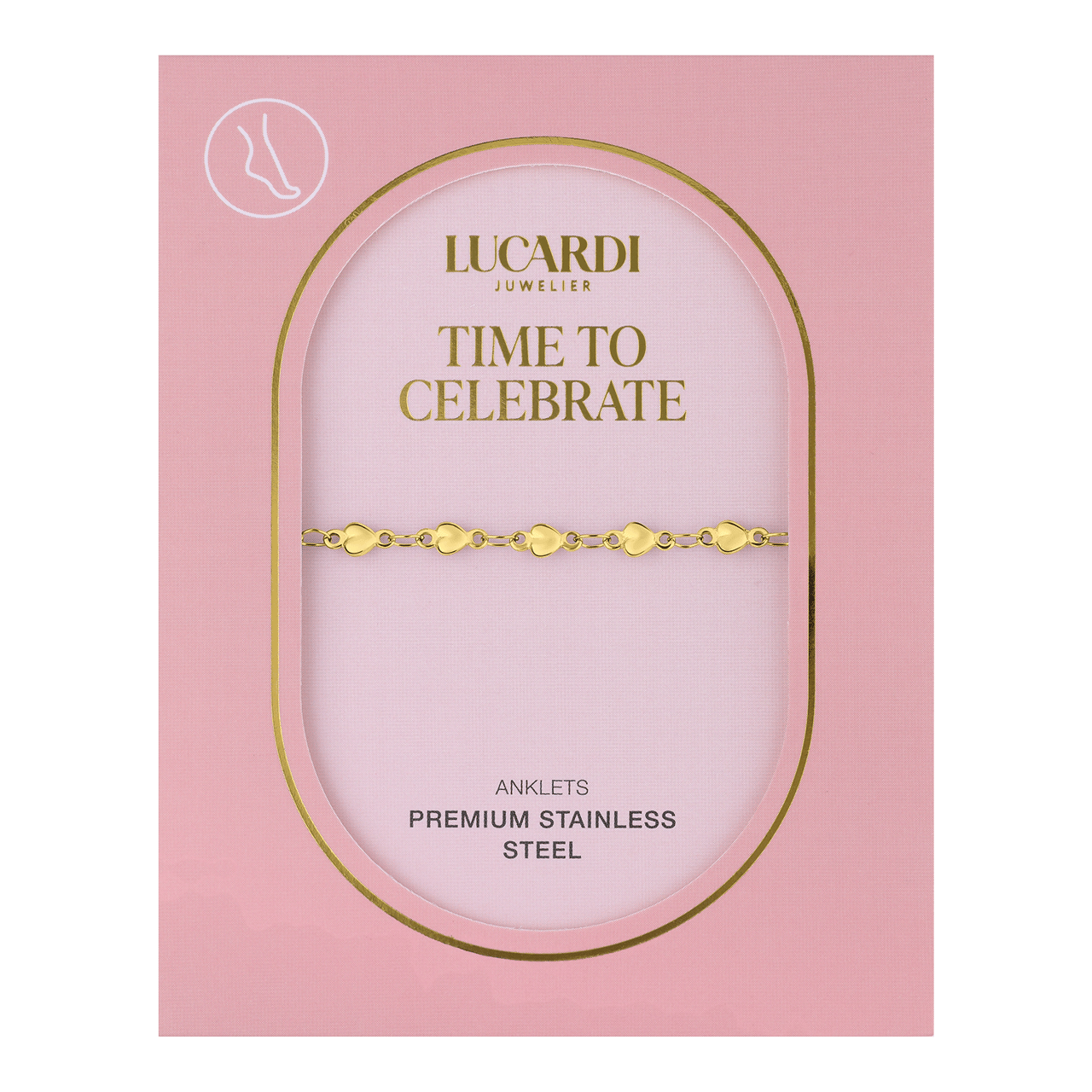 Stainless steel goldplated enkelbandje methart voor dames