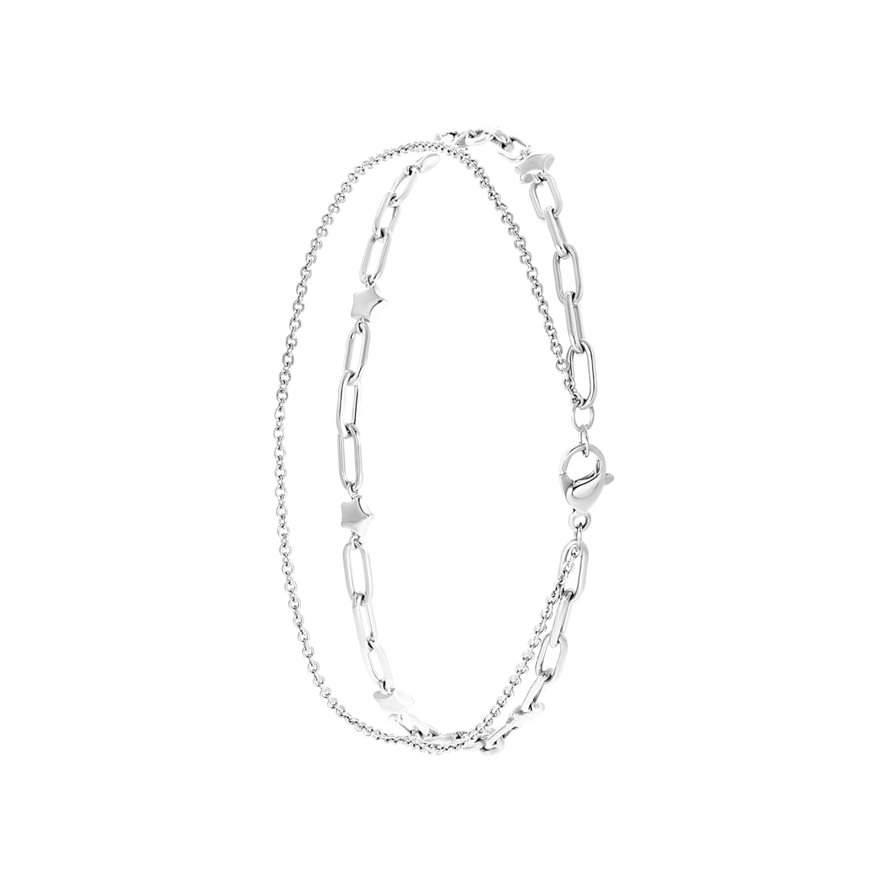 Gerecycleerd dubbele stainless steel enkelbandje met sterren