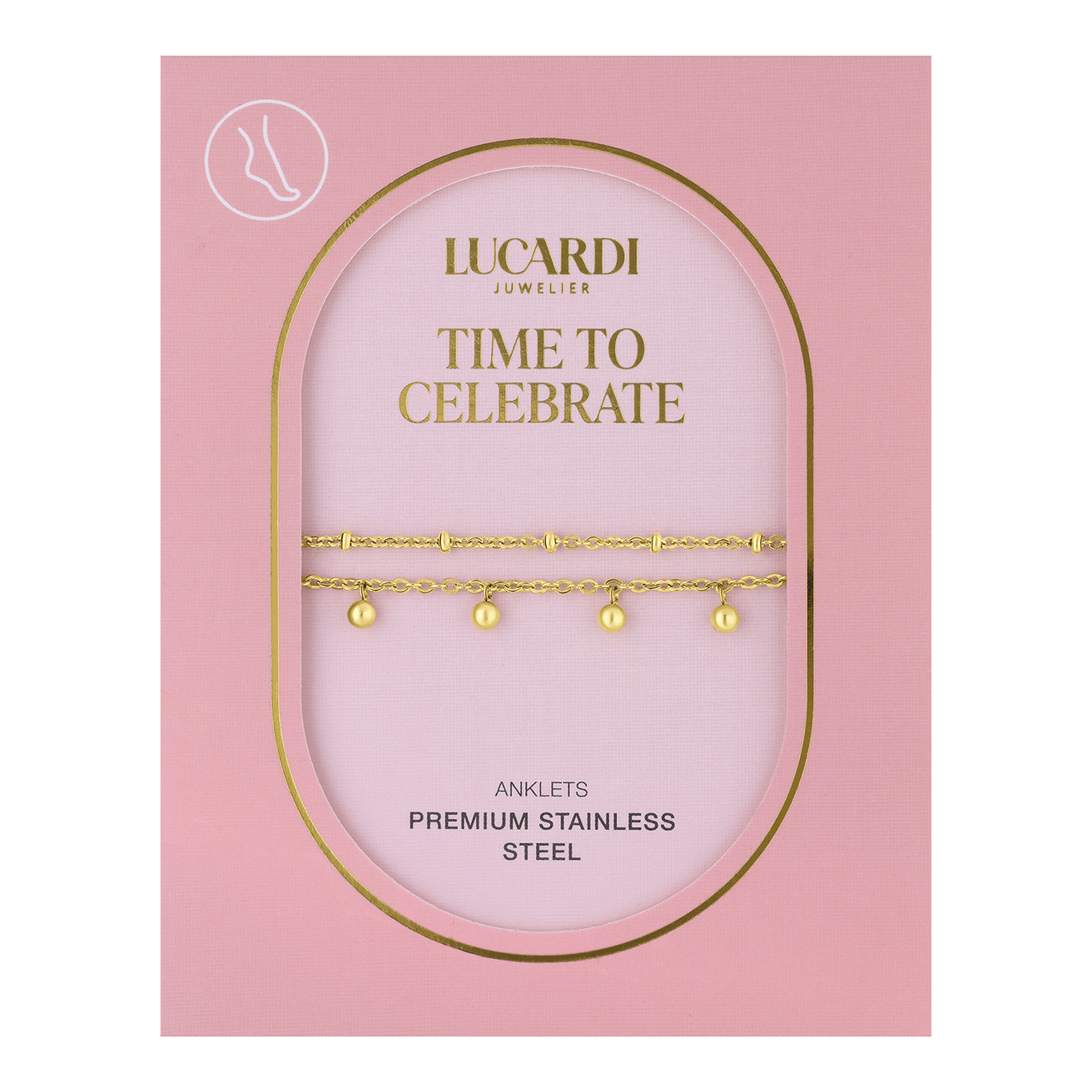 Stainless steel goldplated enkelband met bedeltjes voor dames