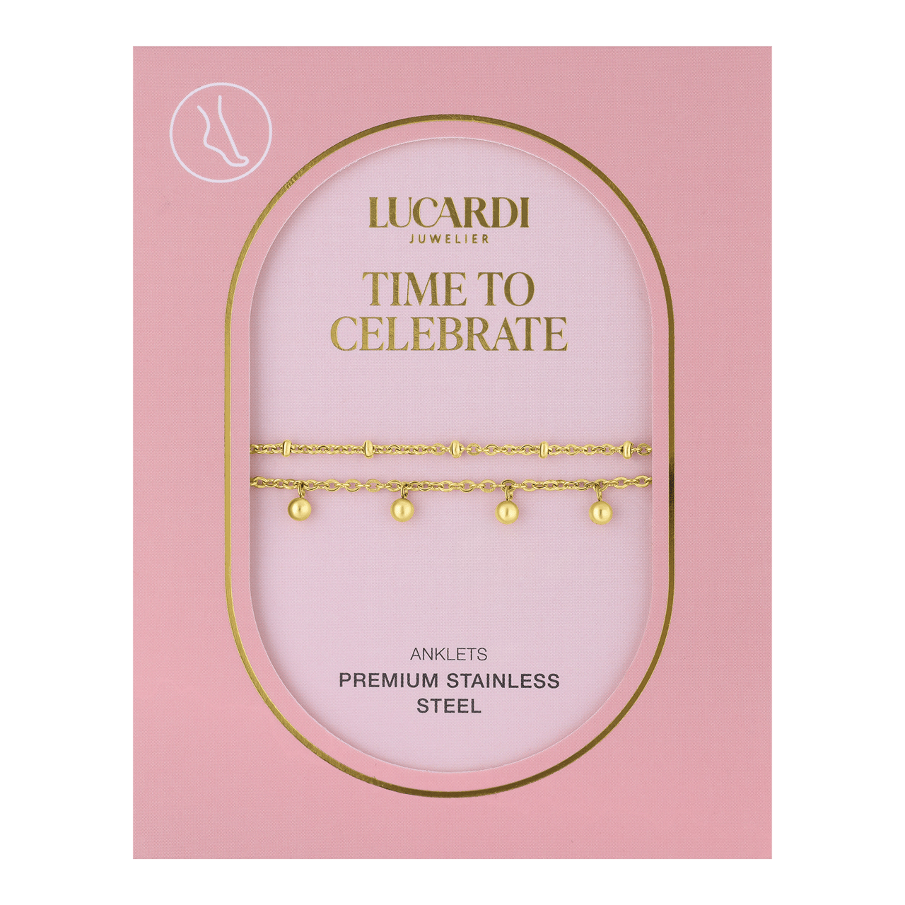 Stalen goldplated enkelband met bedeltjes voor dames