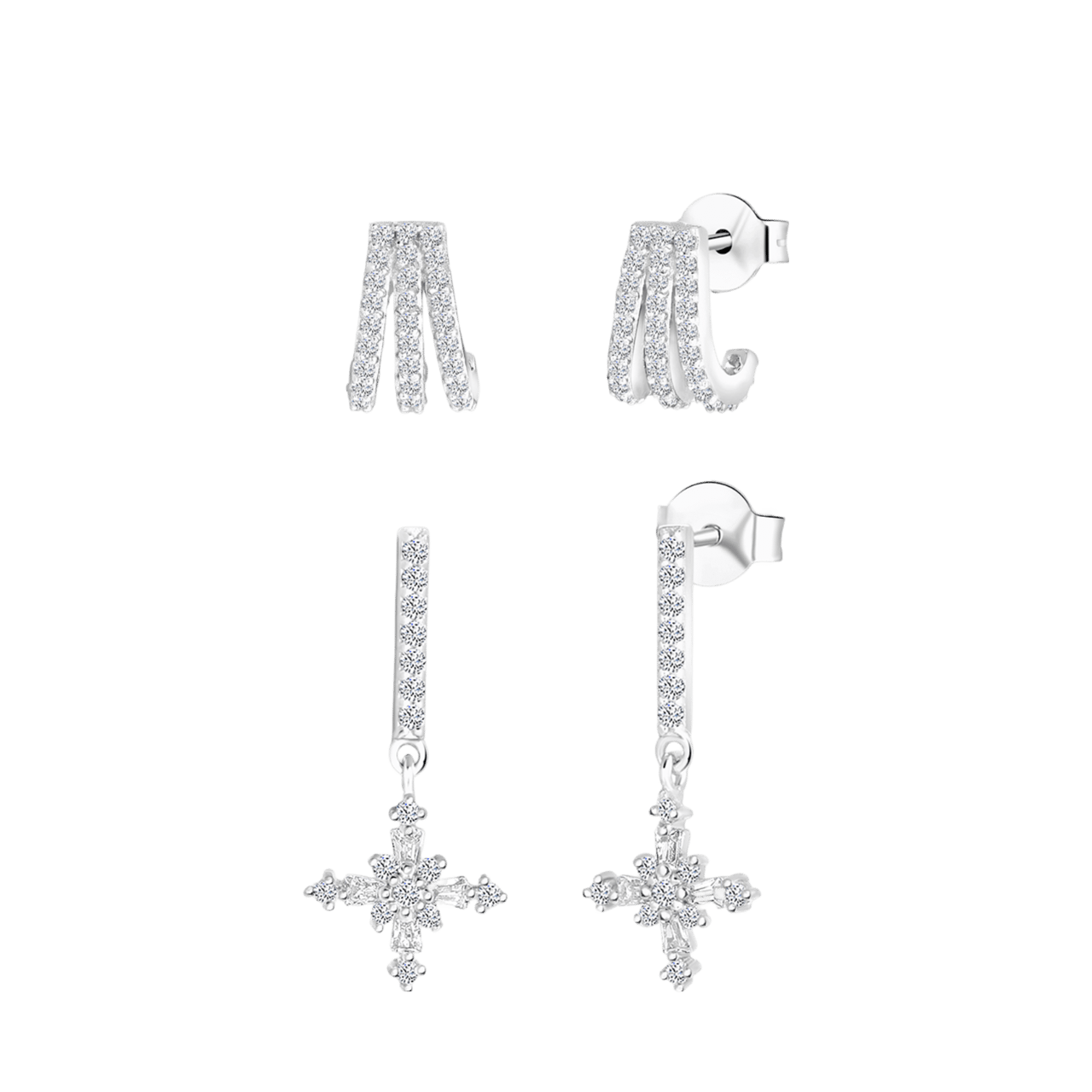 Schmuckset, 925 Silber, 2 Paar Ohrstecker
