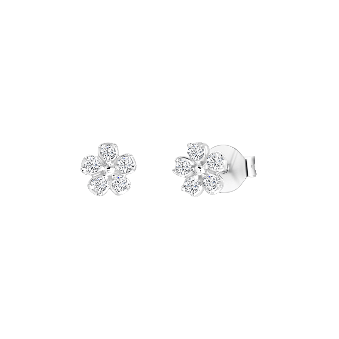 Ohrstecker, 925 Silber, Blume mit Zirkonia
