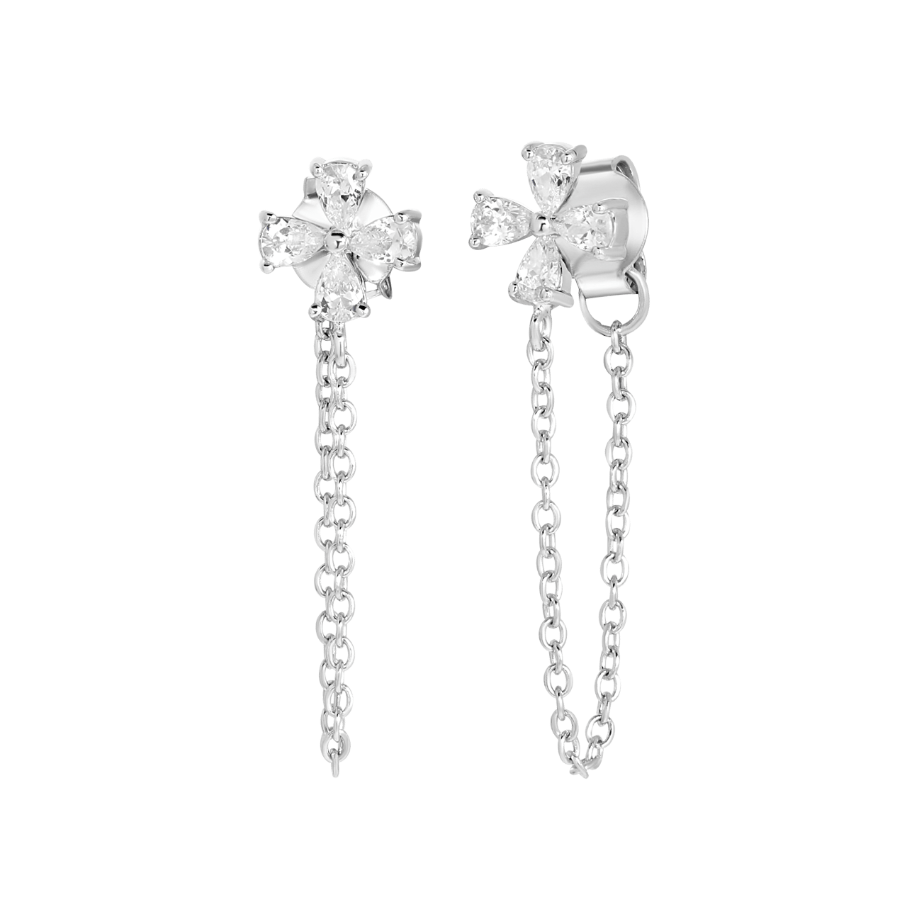 Ohrstecker, 925 Silber, Blume mit Zirkonia