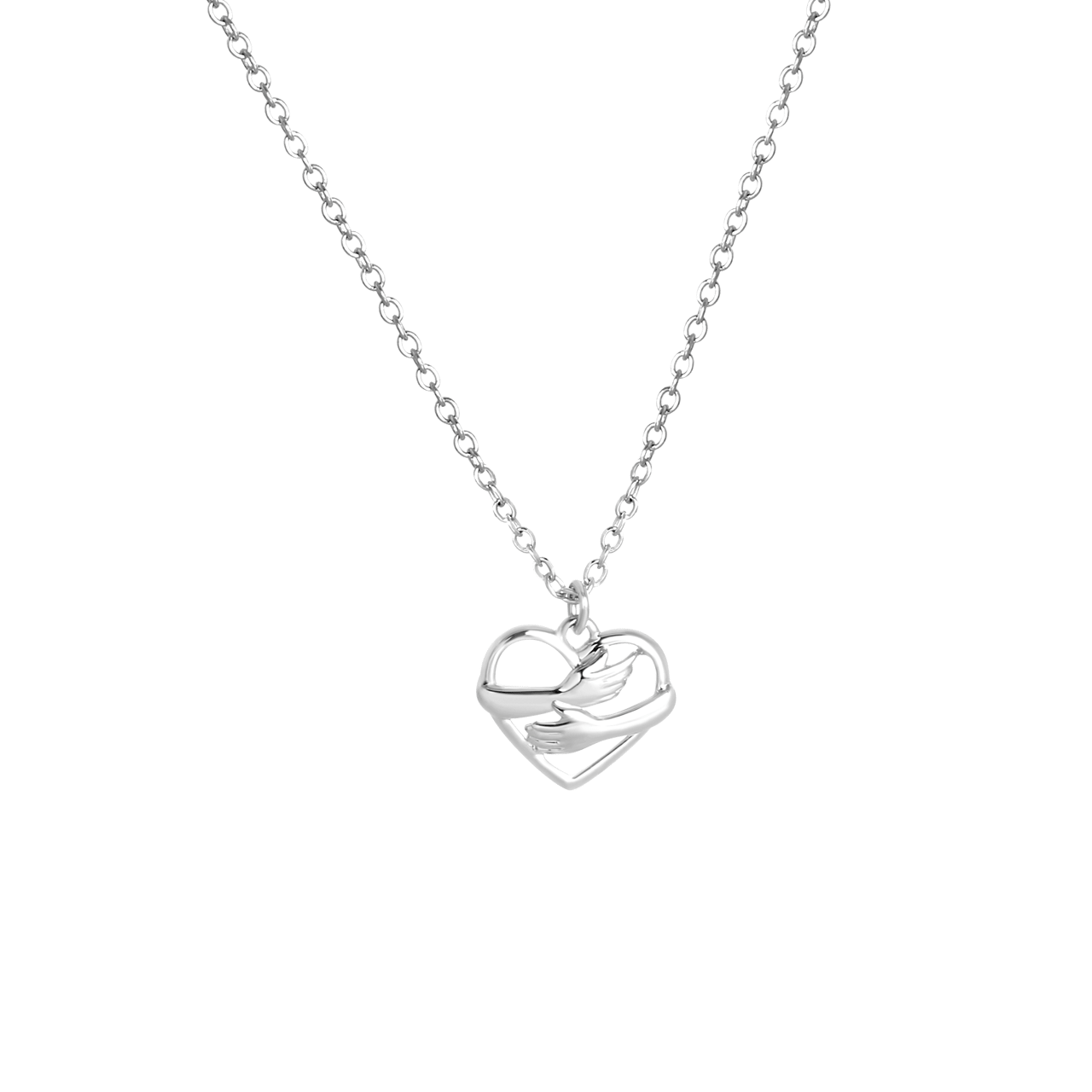 Zilveren ketting met hanger open hart hug voor dames