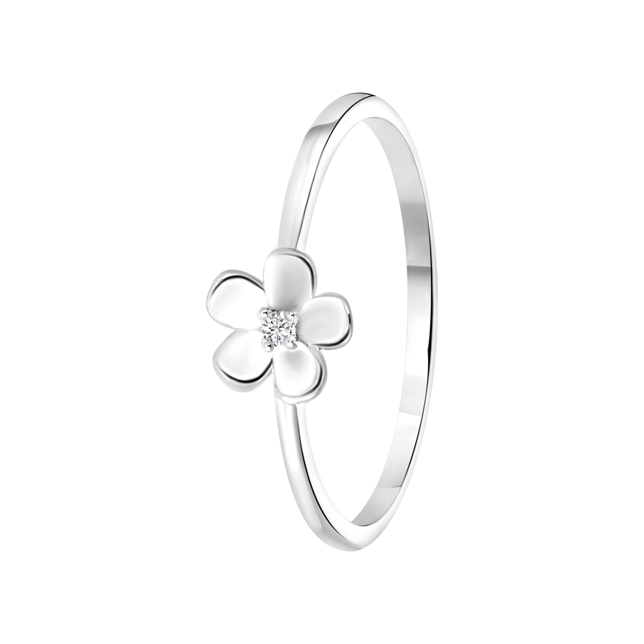 Zilveren ring bloem zirkonia
