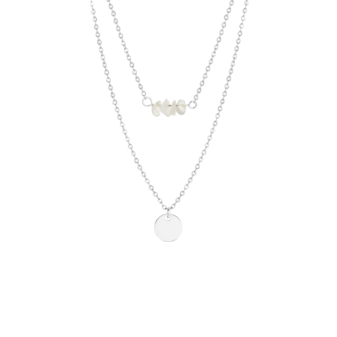 LuLu Jewels stainless steel ketting met muntje en moonstone voor dames