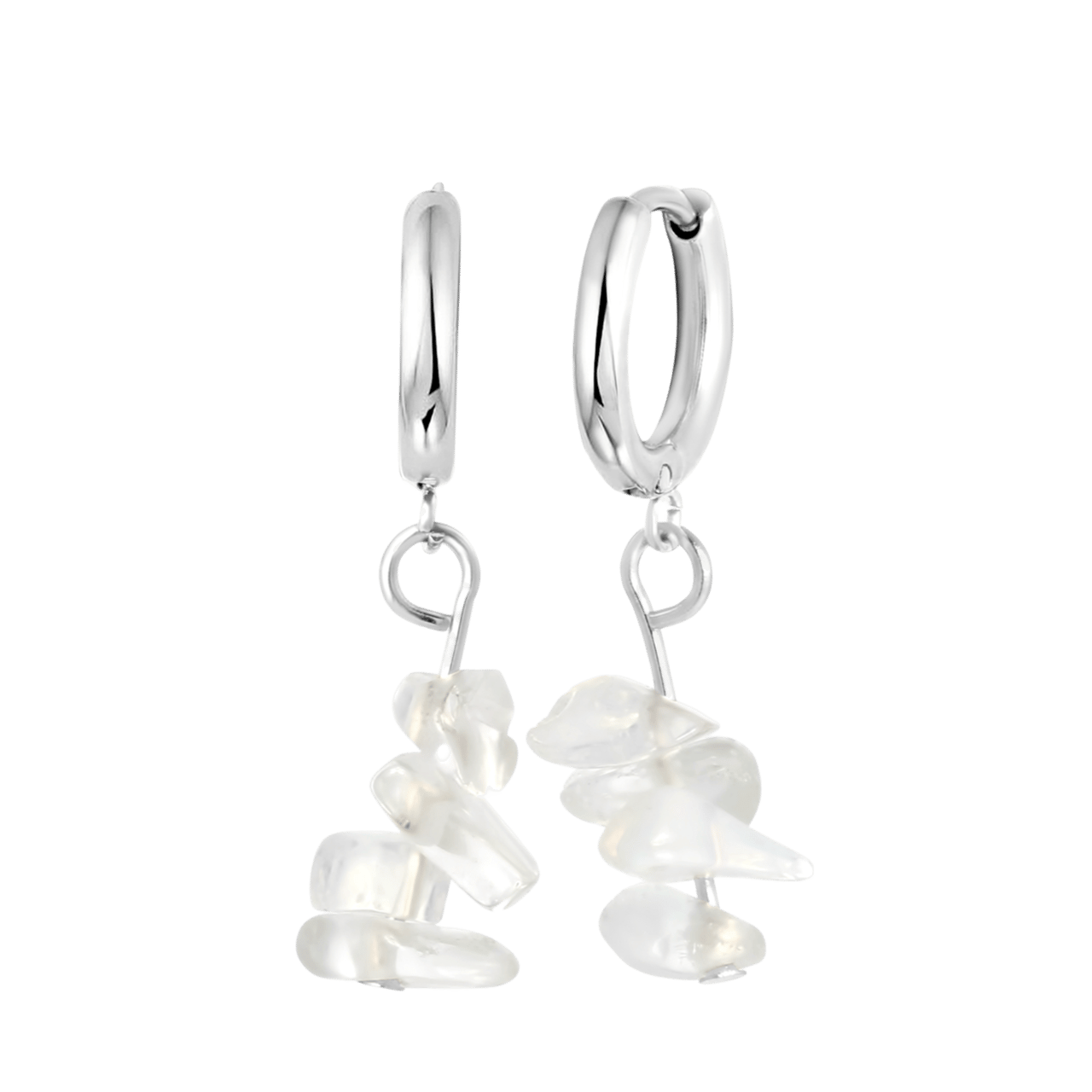 Stainless steel oorbellen met maansteen