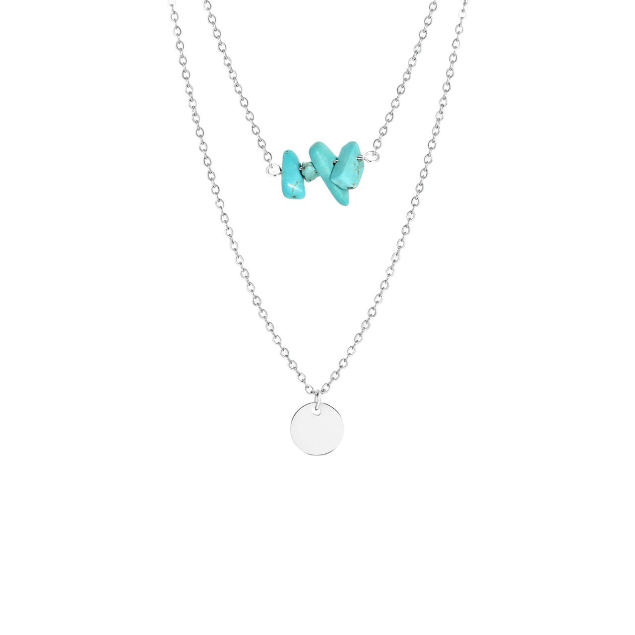 LuLu Jewels stainless steel ketting met muntje en turquoise voor dames