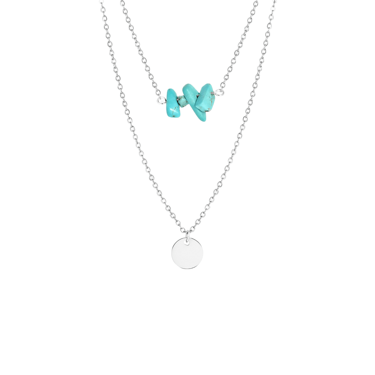 LuLu Jewels stalen ketting met muntje en turquoise voor dames