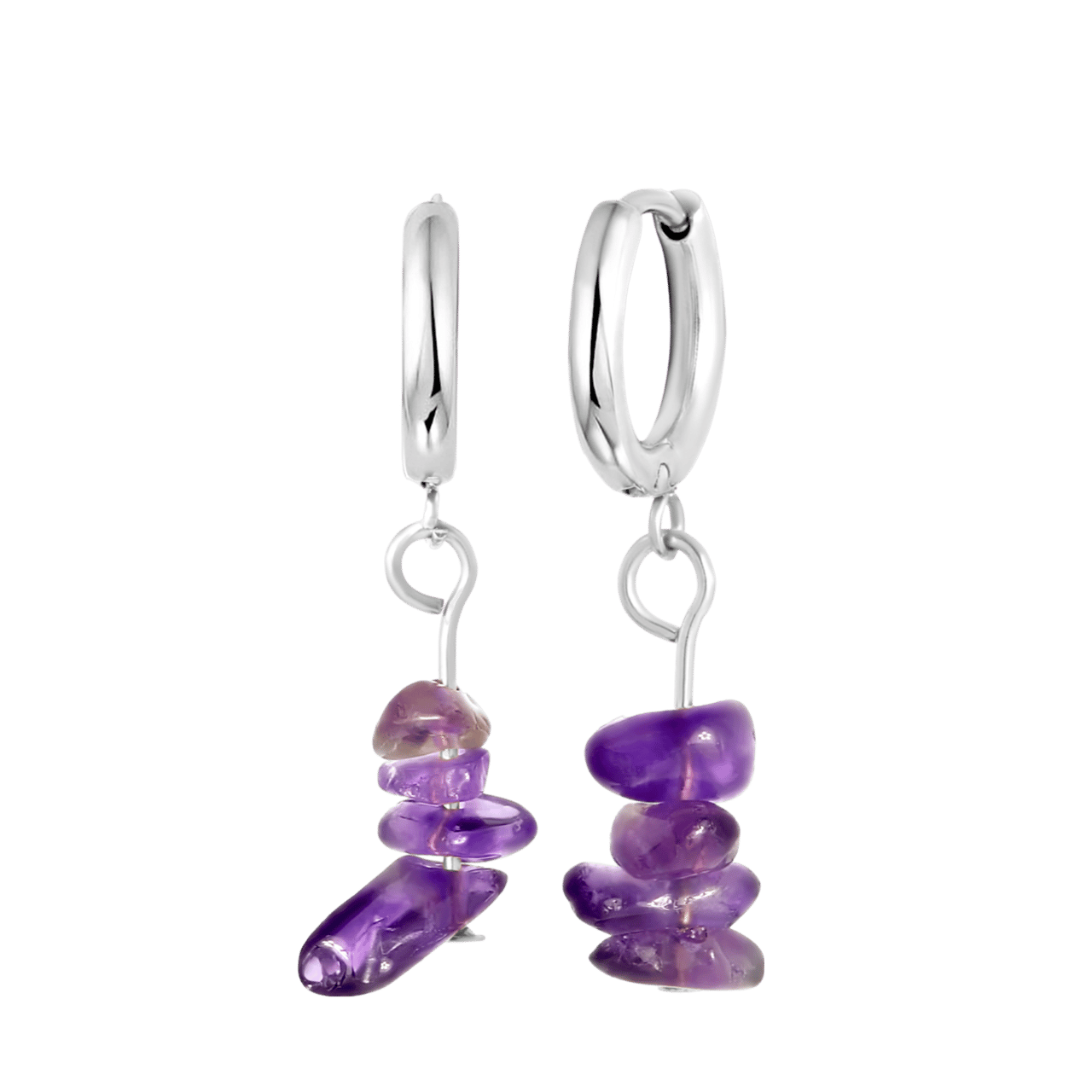 Ohrringe, Edelstahl, mit Amethyst