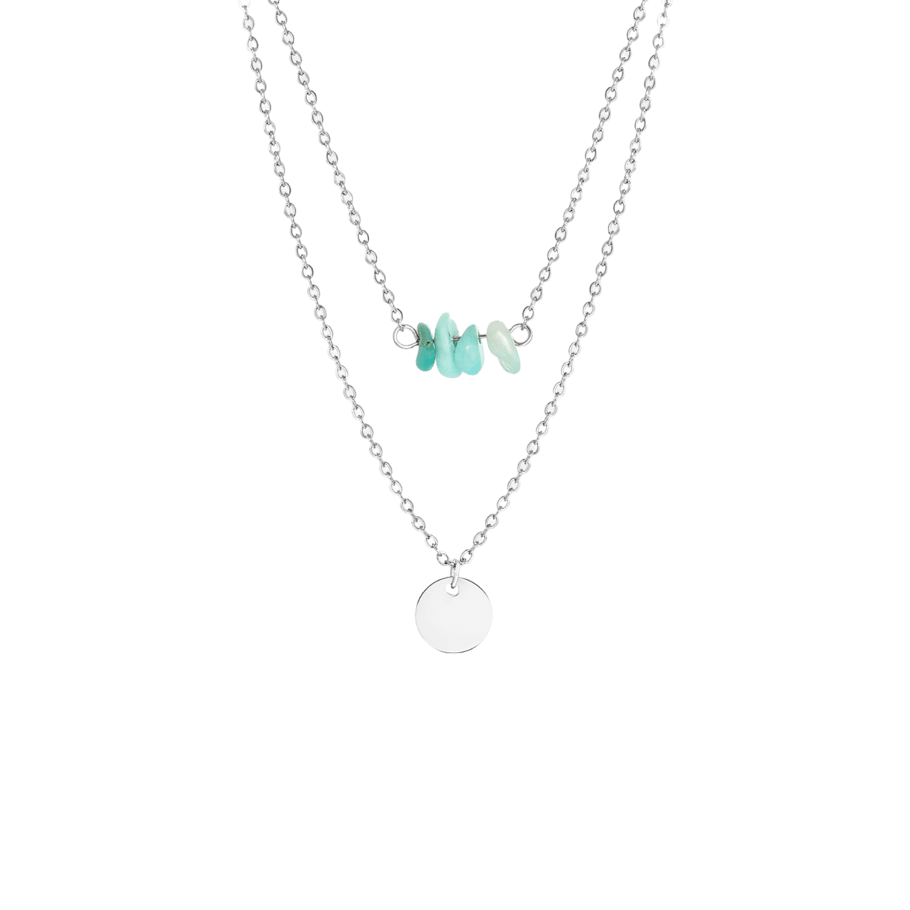 LuLu Jewels stainless steel ketting met muntje en aventurijn voor dames