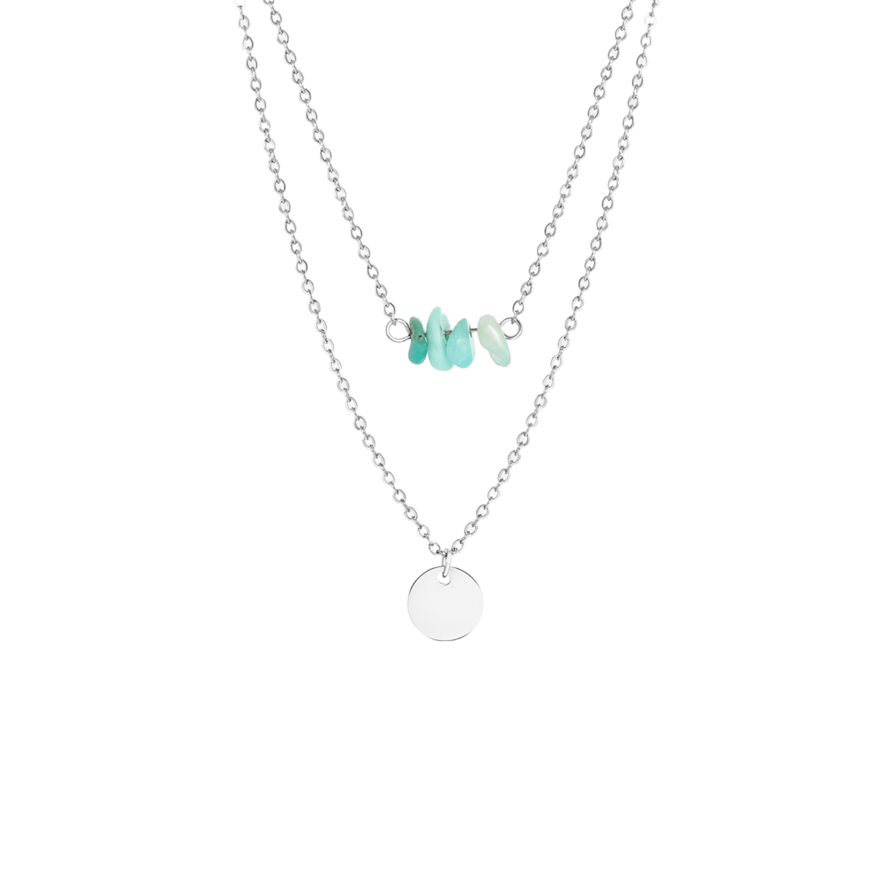 LuLu Jewels stalen ketting met muntje en aventurijn voor dames