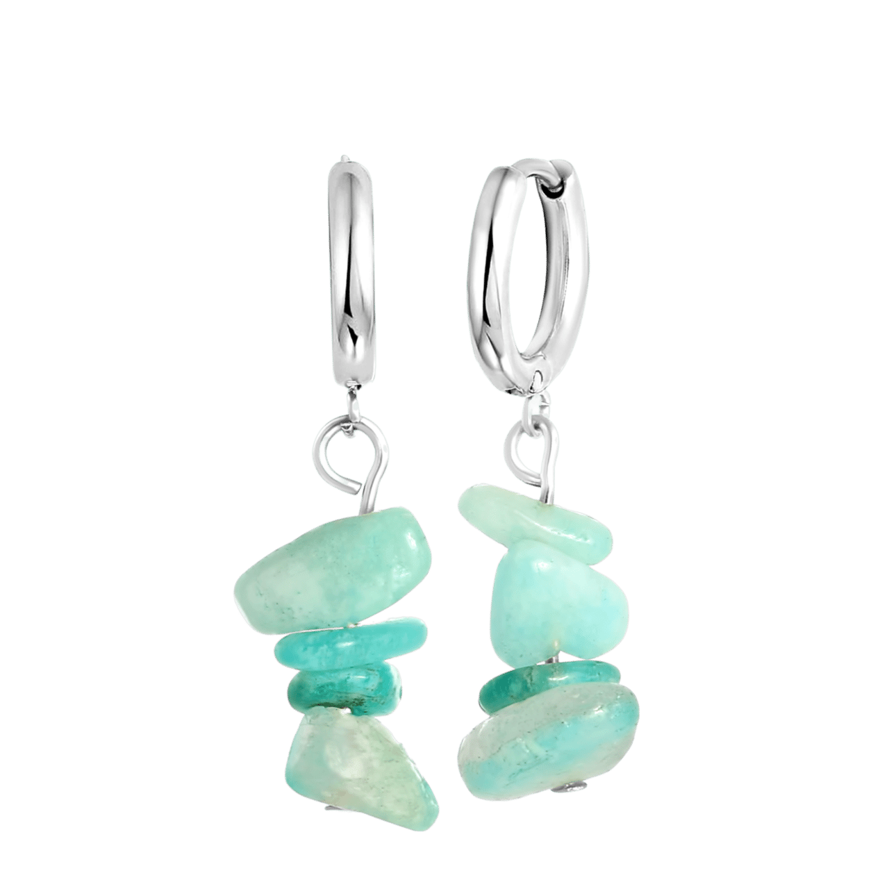 Stainless steel oorbellen met aventurijn