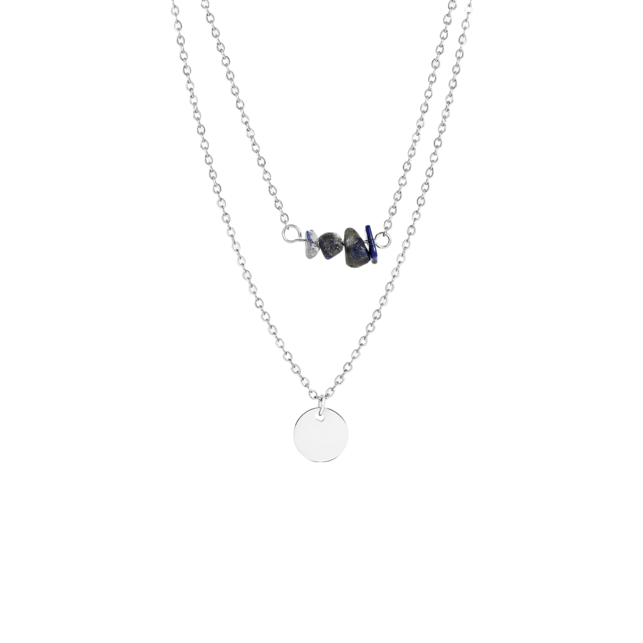 LuLu Jewels stainless steel ketting met muntje en lapis lazuli voor dames