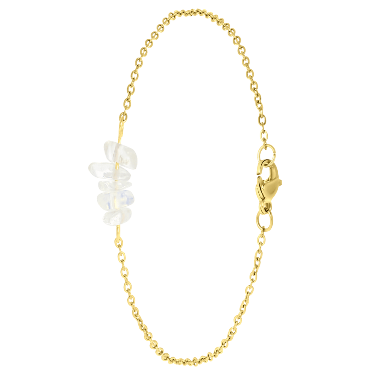 Stalen goldplated armband met maansteen