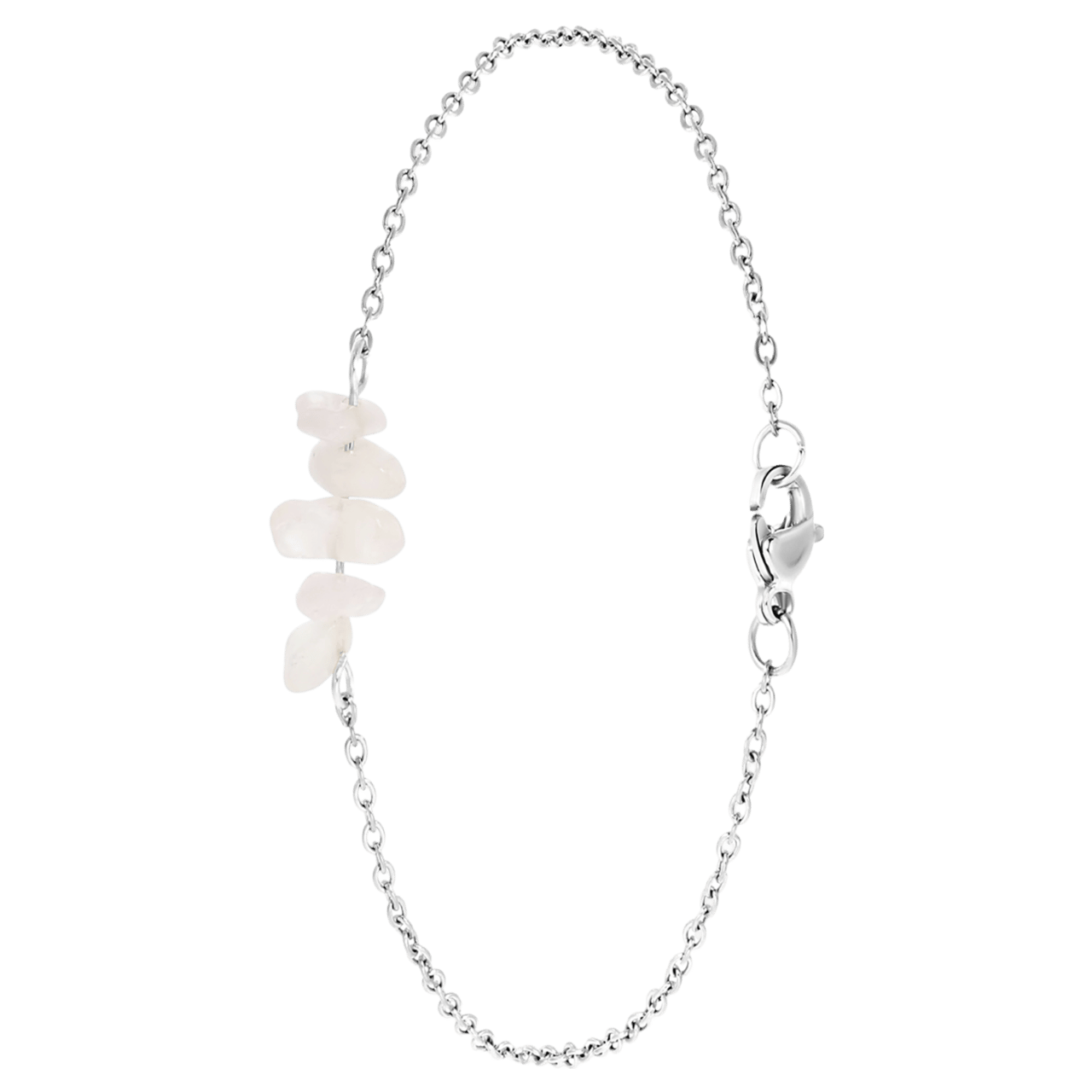 Stainless steel armband met rozenkwarts