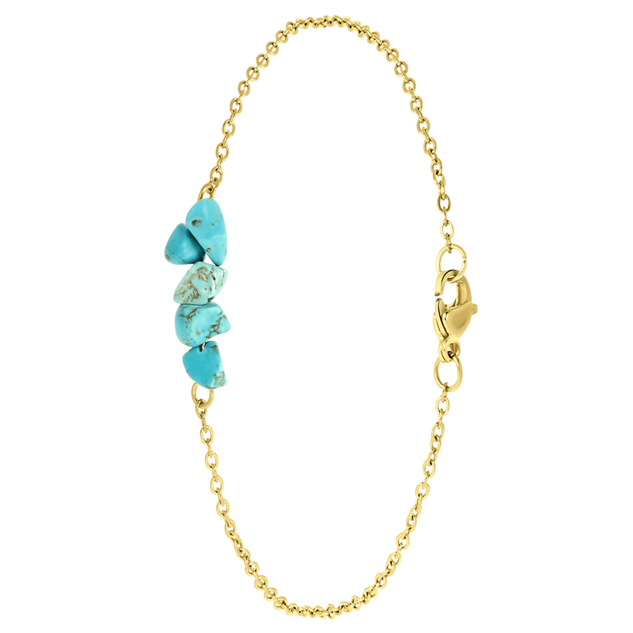 Stainless steel goldplated fantasiearmband met hanger met turquoise voor dames