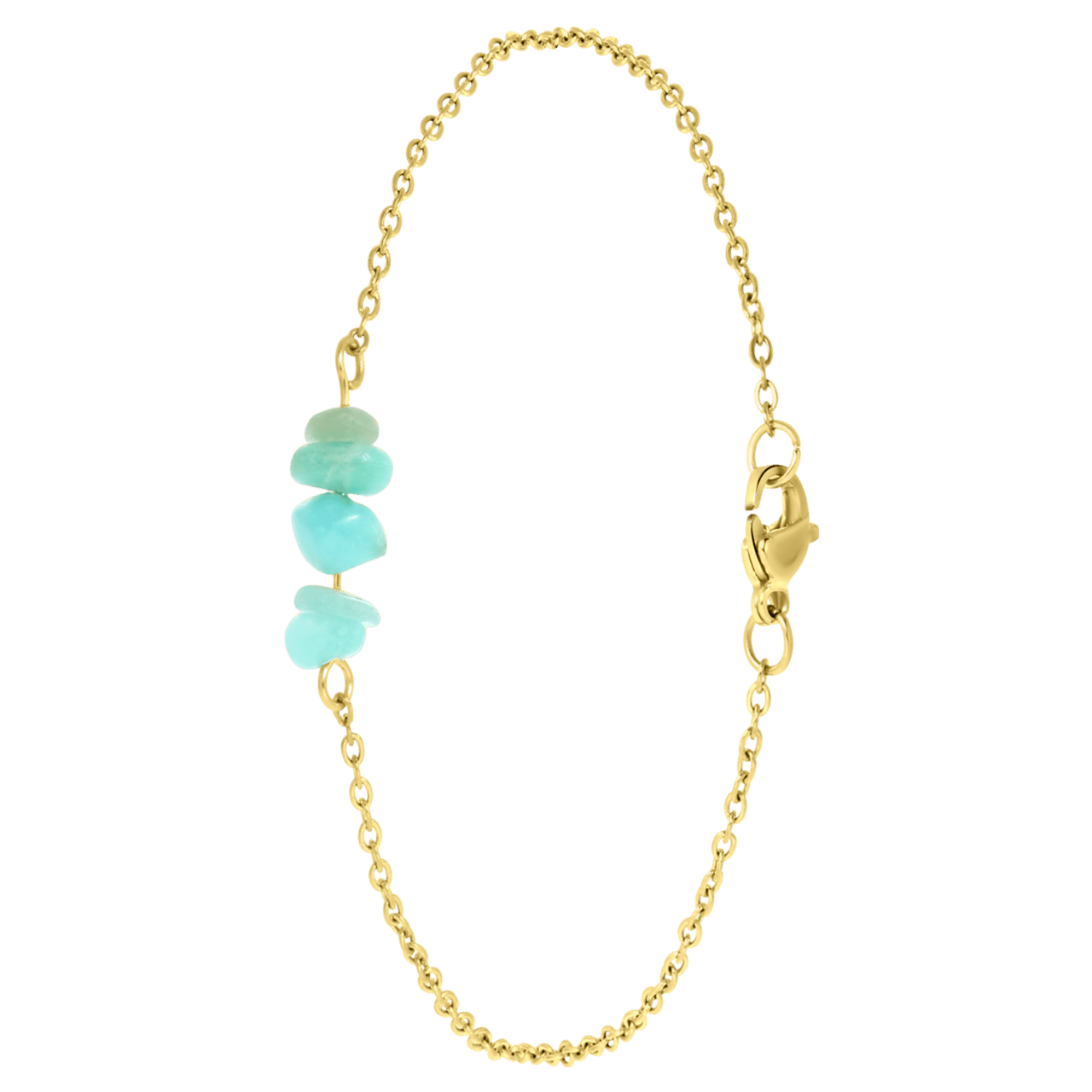 Stainless steel goldplated fantasiearmband met hanger met aventurijn voor dames