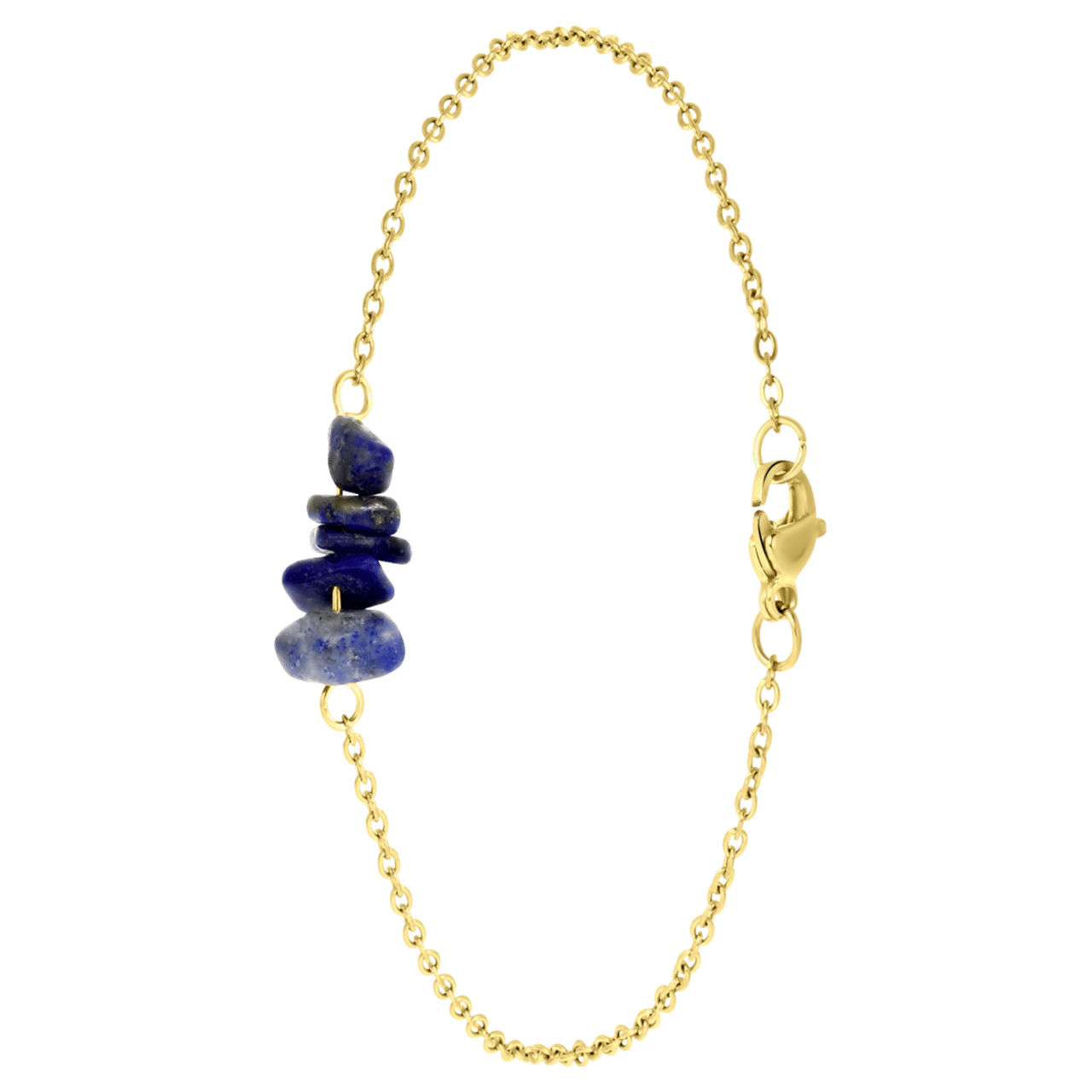 Stainless steel goldplated fantasiearmband met hanger met lapis lazuli voor dames