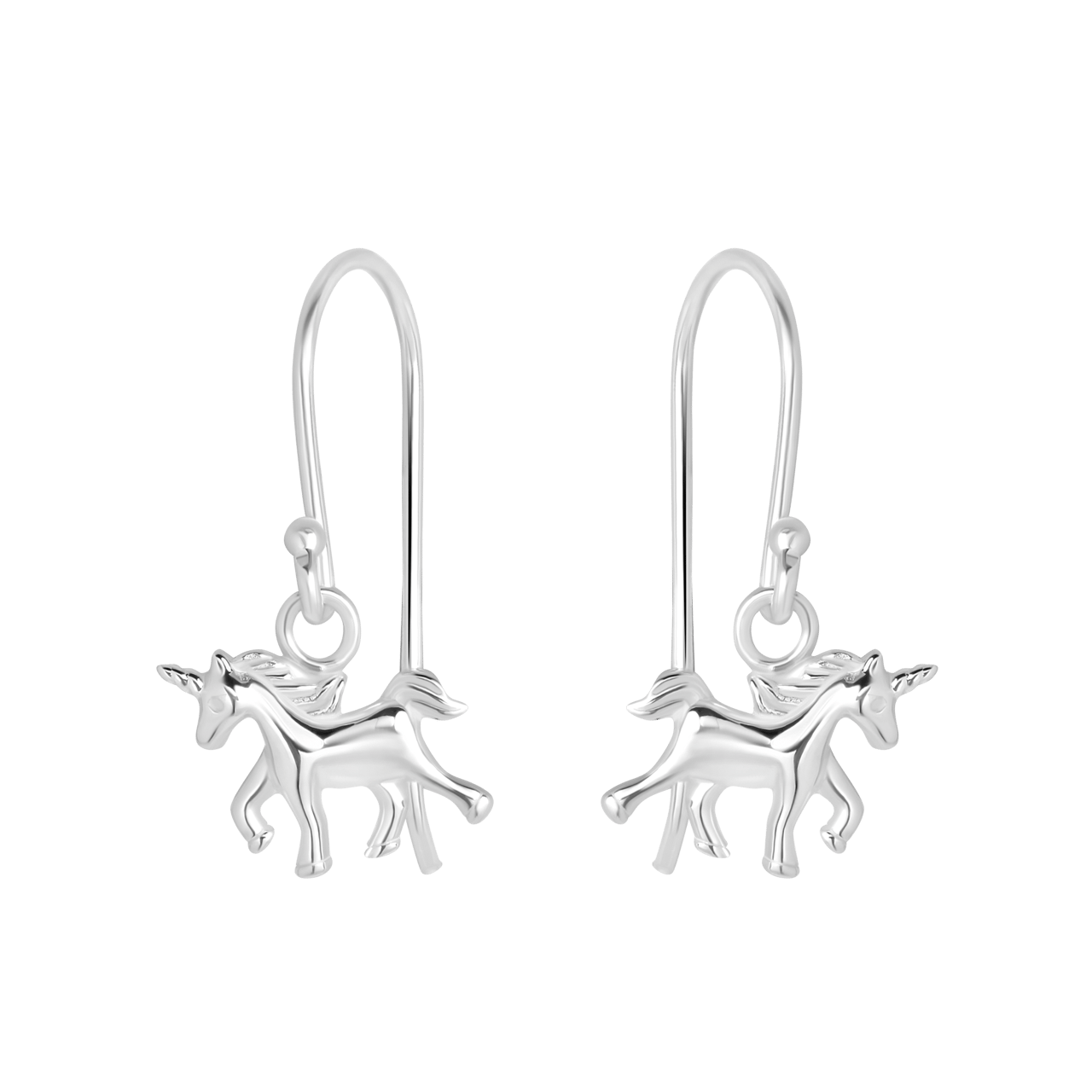 Zilveren kinderoorbellen unicorn